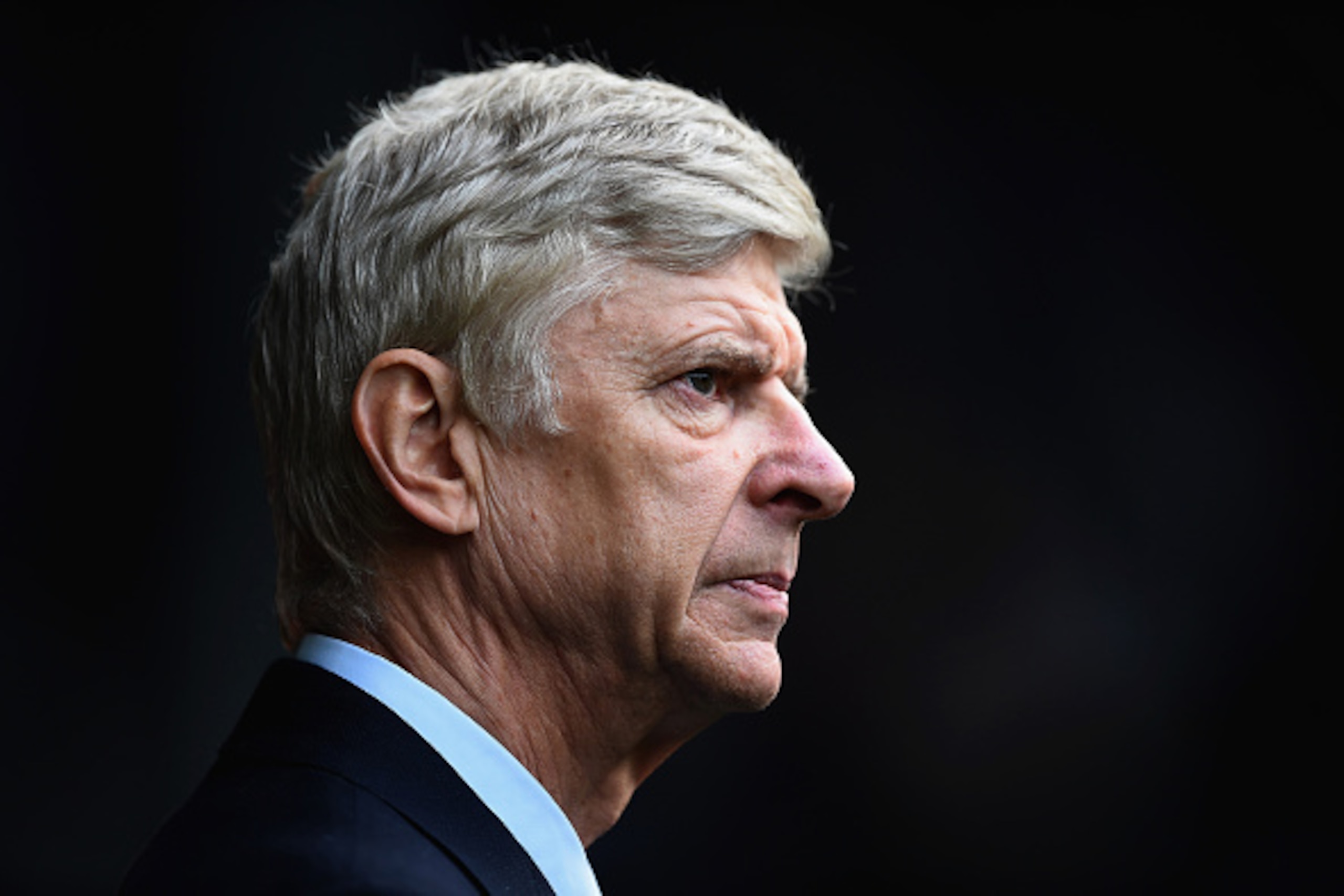 WEST BROMWICH, ENGLAND - NOVEMBER 29:  Arsene Wenger, manager of Arsenal looks on during the Barclays Premier League match between West Bromwich Albion and Arsenal at The Hawthorns on November 29, 2014 in West Bromwich, England.  (Photo by Laurence Griffi