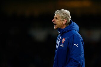LONDON, ENGLAND - DECEMBER 28:  Arsene Wenger, manager of Arsenal reacts during the Barclays Premier League match between West Ham United and Arsenal at Boleyn Ground on December 28, 2014 in London, England.  (Photo by Julian Finney/Getty Images)