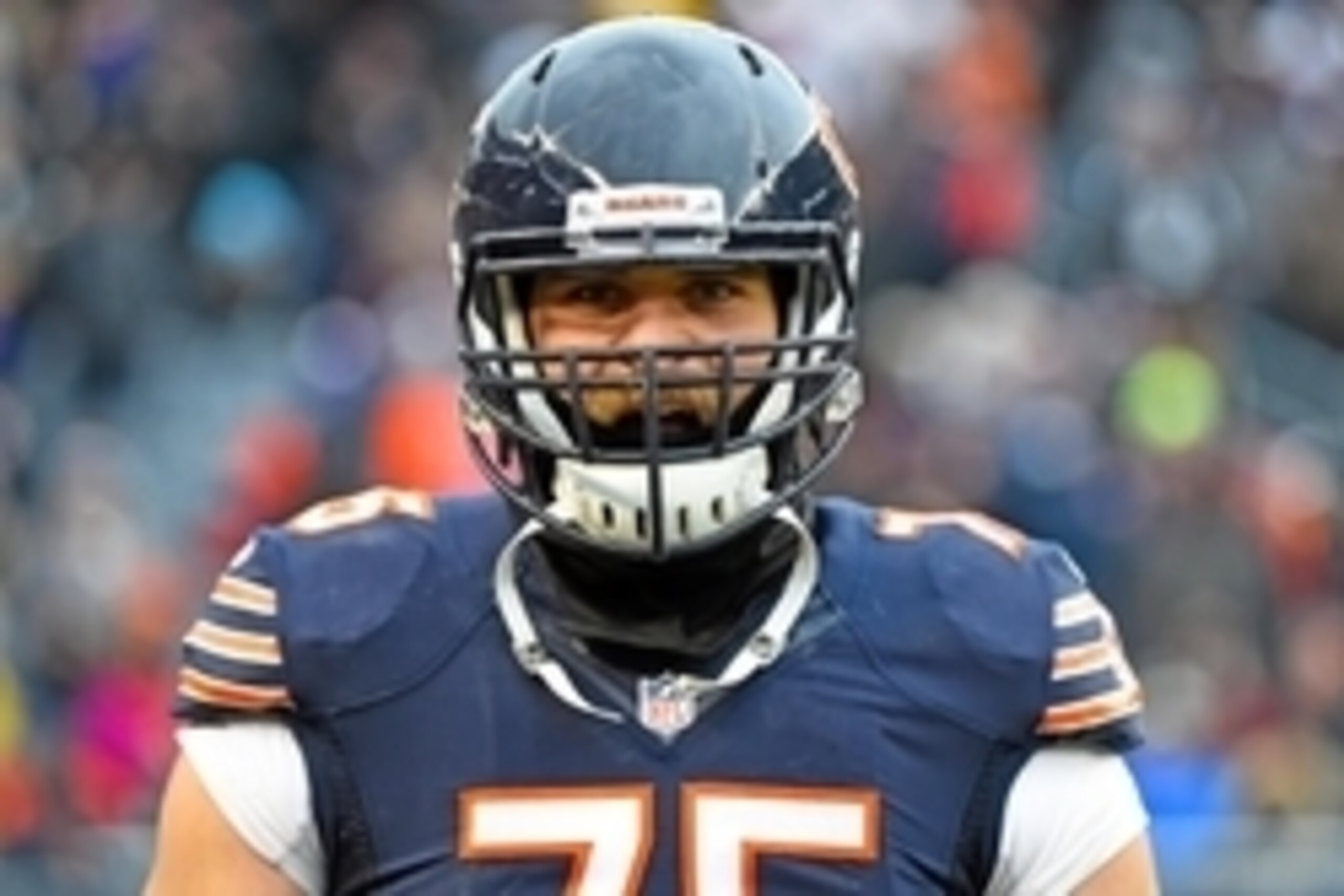 Nov 16, 2014; Chicago, IL, USA; Chicago Bears guard Kyle Long (75) during the third quarter at Soldier Field. Mandatory Credit: Mike DiNovo-USA TODAY Sports