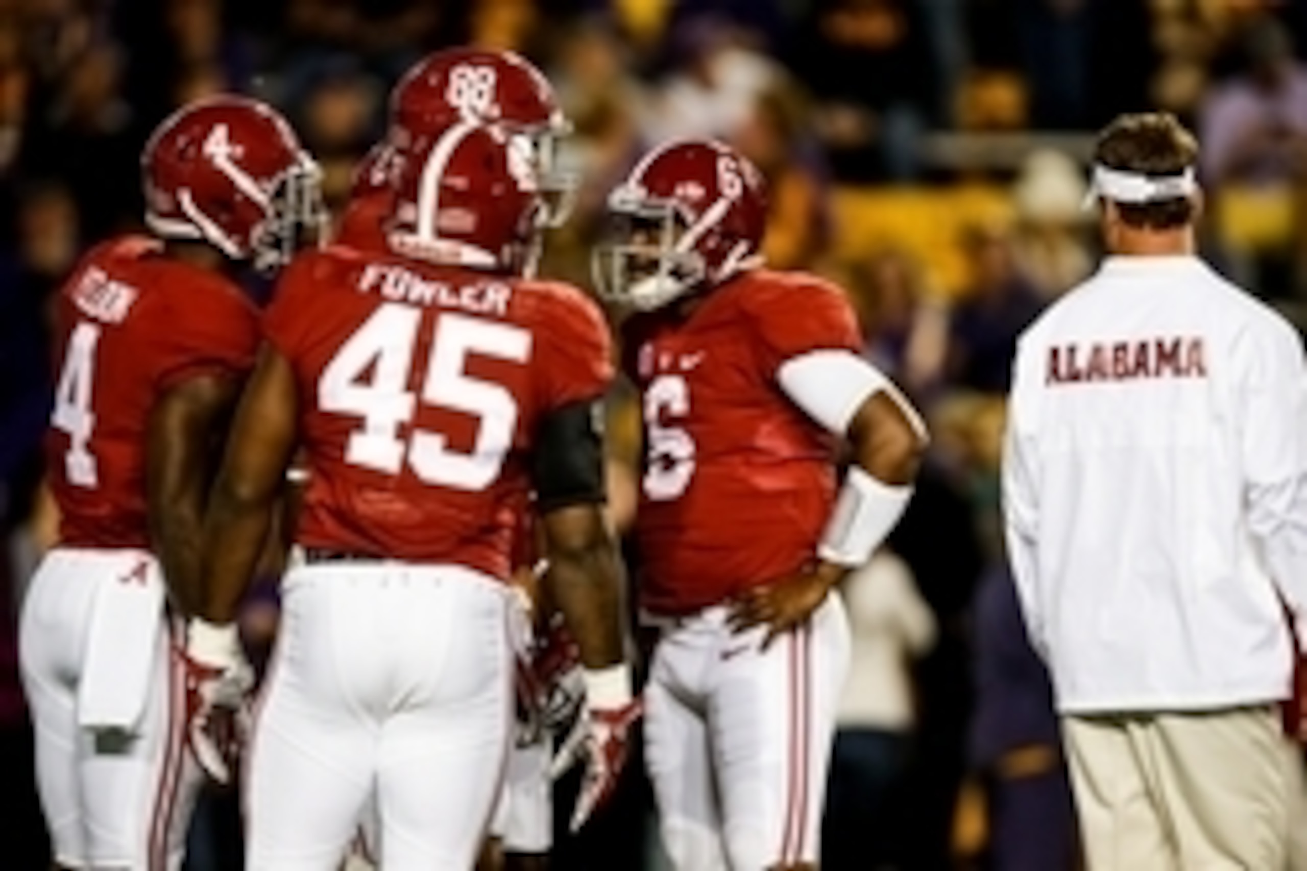Nov 8, 2014; Baton Rouge, LA, USA; Alabama Crimson Tide quarterback Blake Sims (6) before a game against the LSU Tigers at Tiger Stadium. Mandatory Credit: Derick E. Hingle-USA TODAY Sports