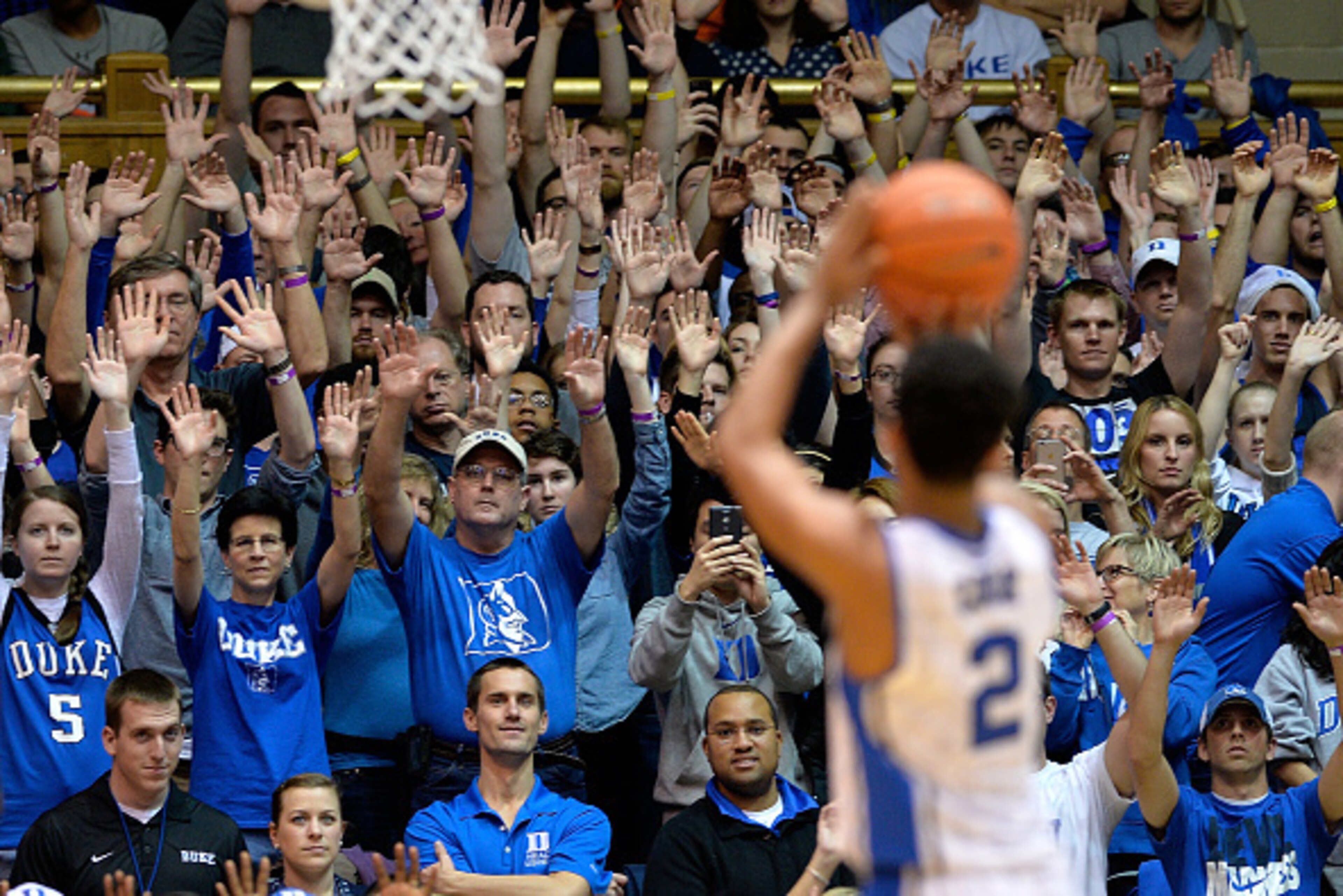 DURHAM, NC - DECEMBER 29:  Quinn Cook #2 of the Duke Blue Devils shoots a free throw against the Toledo Rockets during their game at Cameron Indoor Stadium on December 29, 2014 in Durham, North Carolina. Duke won 86-69.  (Photo by Grant Halverson/Getty Im