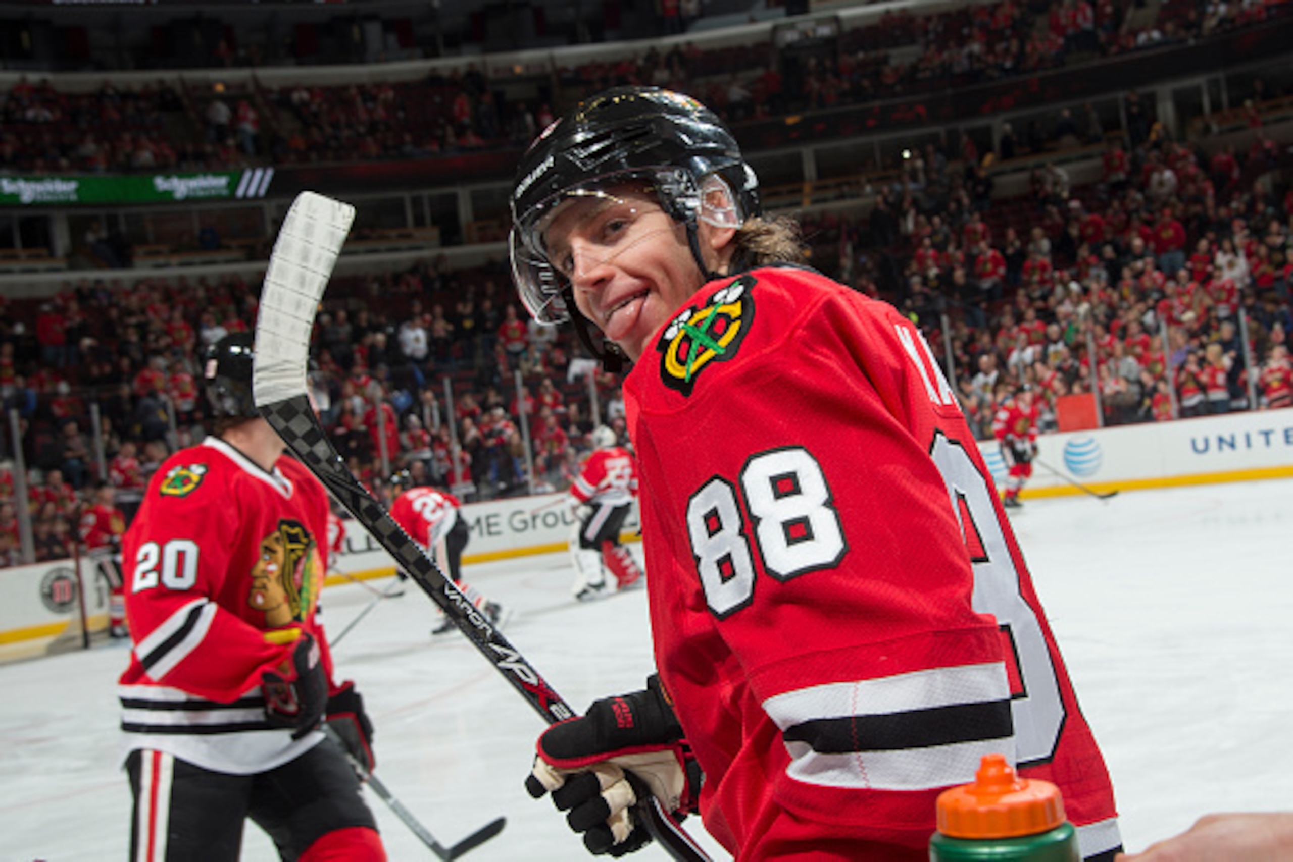 CHICAGO, IL - DECEMBER 29: Patrick Kane #88 of the Chicago Blackhawks sticks out his toungue prior to the NHL game against the Nashville Predators at the United Center on December 29, 2014 in Chicago, Illinois. (Photo by Bill Smith/NHLI via Getty Images CHICAGO, IL - DECEMBER 29: Patrick Kane #88 of the Chicago Blackhawks sticks out his toungue prior to the NHL game against the Nashville Predators at the United Center on December 29, 2014 in Chicago, Illinois. (Photo by Bill Smith/NHLI via Getty Images