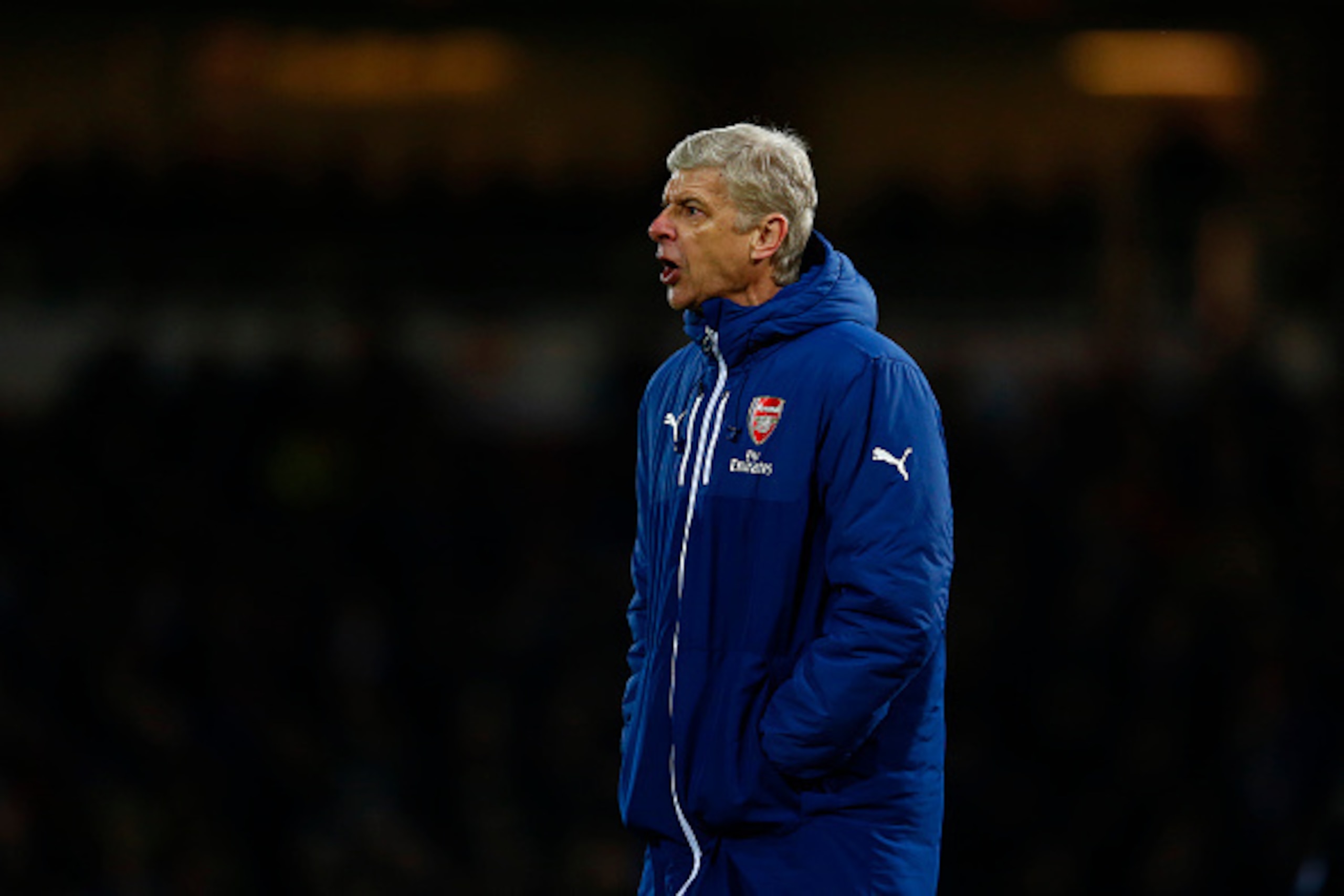 LONDON, ENGLAND - DECEMBER 28: Arsene Wenger, manager of Arsenal reacts during the Barclays Premier League match between West Ham United and Arsenal at Boleyn Ground on December 28, 2014 in London, England. (Photo by Julian Finney/Getty Images) LONDON, ENGLAND - DECEMBER 28: Arsene Wenger, manager of Arsenal reacts during the Barclays Premier League match between West Ham United and Arsenal at Boleyn Ground on December 28, 2014 in London, England. (Photo by Julian Finney/Getty Images)