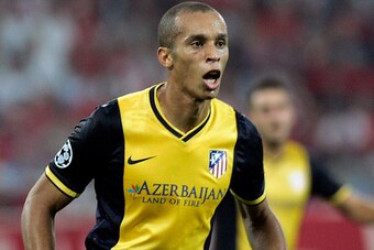 ATHENS, GREECE - SEPTEMBER 16:   Miranda of Club Atletico de Madrid  in action during the UEFA Champions League Group A match  between Olympiakos and Atletico Madrid at Georgios Karaiskakis Stadium on September 16,2014 in  Piraeus, Athens, Greece.   (Phot