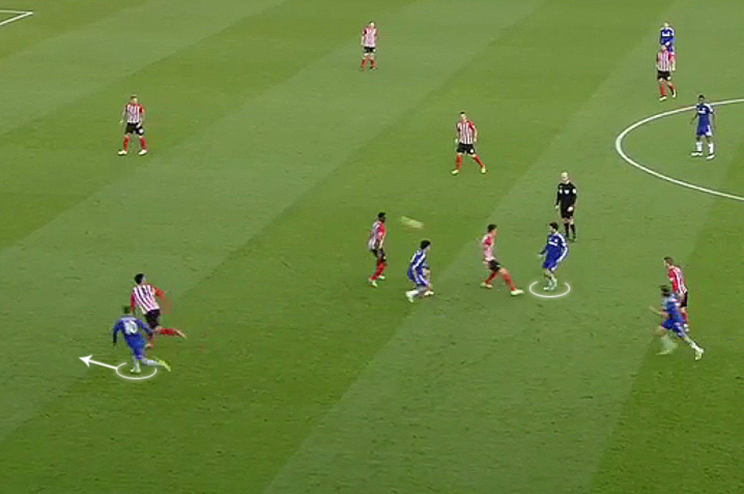 Cesc springs Hazard over Yoshida for the goal.