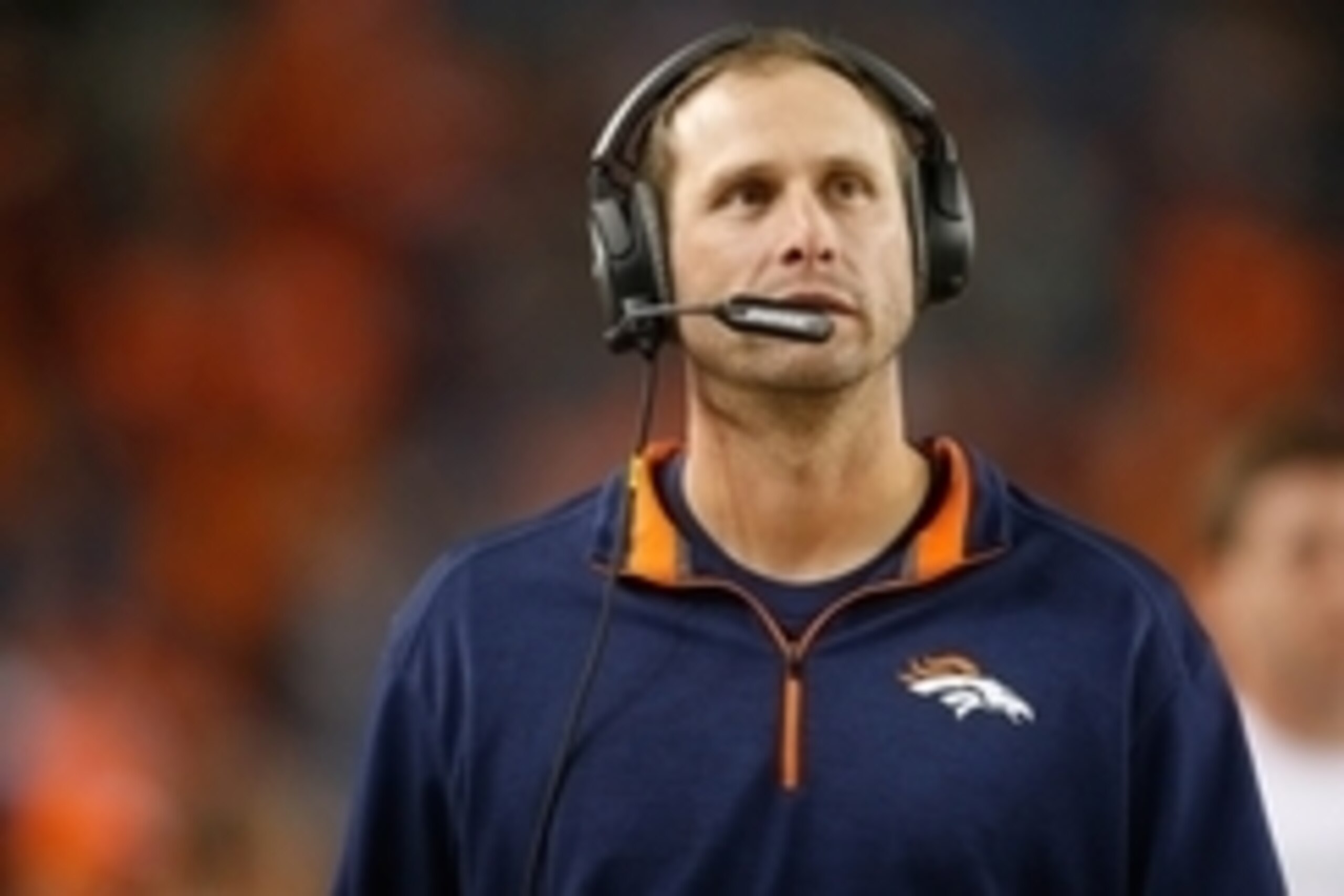 Oct 23, 2014; Denver, CO, USA; Denver Broncos offensive coordinator Adam Gase during the game against the San Diego Chargers at Sports Authority Field at Mile High. Mandatory Credit: Chris Humphreys-USA TODAY Sports