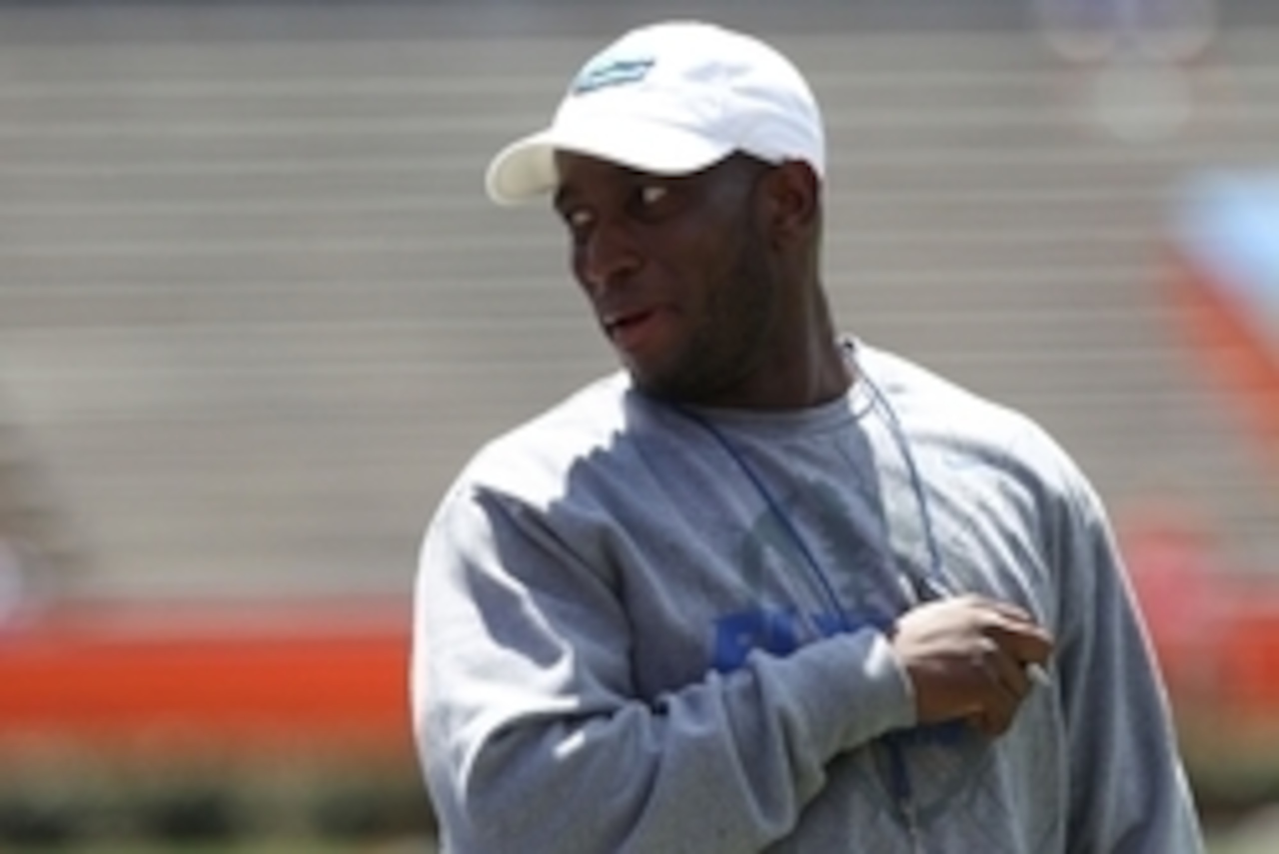 April 6, 2013; Gainesville FL, USA; Florida Gators defensive backs coach Travaris Robinson during the spring practice for the Orange and Blue Deput at Ben Hill Griffin Stadium. Mandatory Credit: Kim Klement-USA TODAY Sports