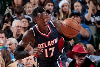 DALLAS, TX - DECEMBER 22: Dennis Schroder #17 of the Atlanta Hawks handles the ball against the Dallas Mavericks on December 22, 2014 at the American Airlines Center in Dallas, Texas. NOTE TO USER: User expressly acknowledges and agrees that, by downloadi