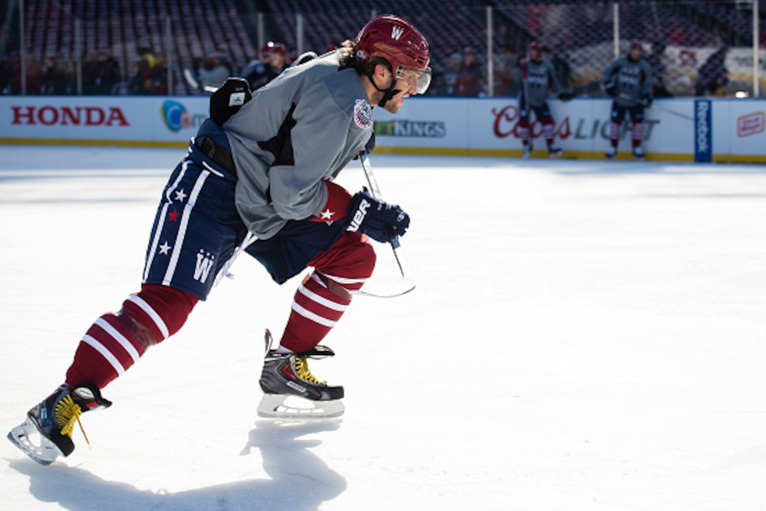 WASHINGTON, DC - DECEMBER 31: Alex Ovechkin #8 of the Washington Capitals attends practice for the 2015 Bridgestone NHL Winter Classic on December 31, 2014 at Nationals Park in Washington, DC. The 2015 Bridgestone NHL Winter Classic will take place on Ne WASHINGTON, DC - DECEMBER 31: Alex Ovechkin #8 of the Washington Capitals attends practice for the 2015 Bridgestone NHL Winter Classic on December 31, 2014 at Nationals Park in Washington, DC. The 2015 Bridgestone NHL Winter Classic will take place on Ne