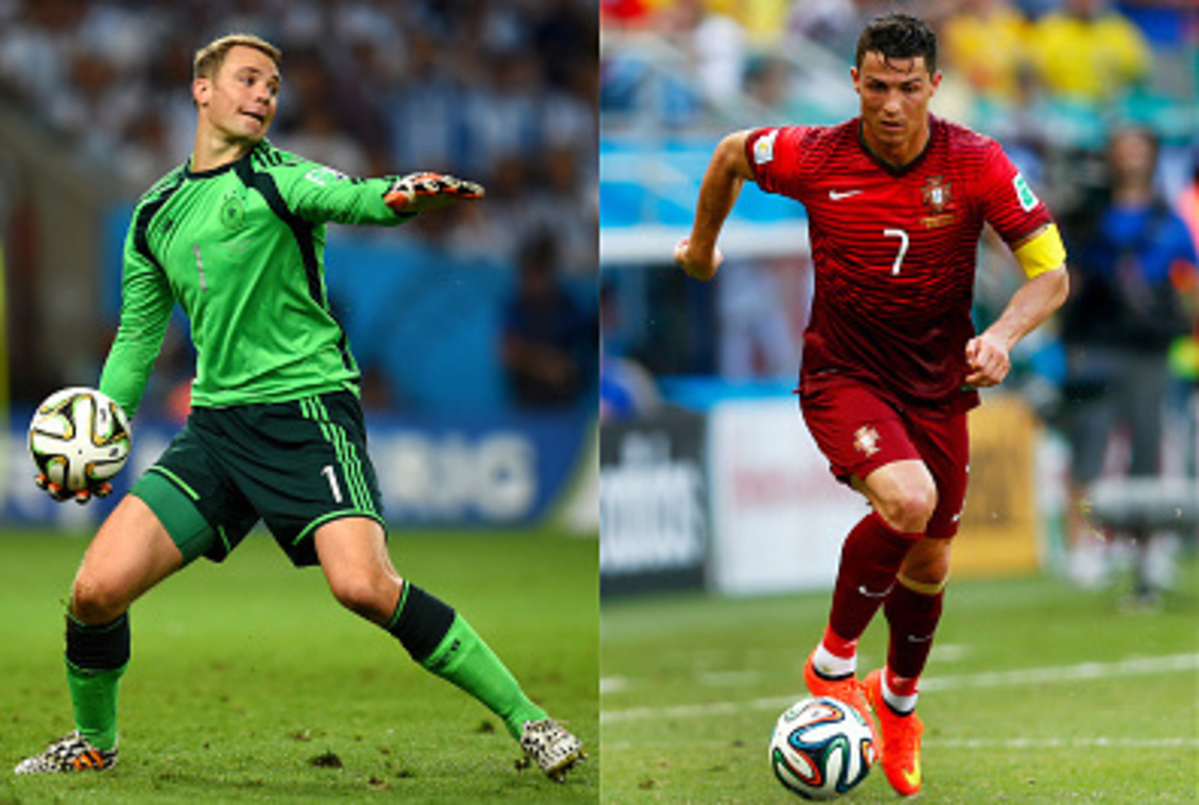 (FILE PHOTO) In this composite image a comparison has been made between Manuel Neuer (L), Cristiano Ronaldo (C) and Lionel Messi (R). All three players have been short listed for the FIFA Ballon d'Or 2014, the winner of the award will be revealed at the F