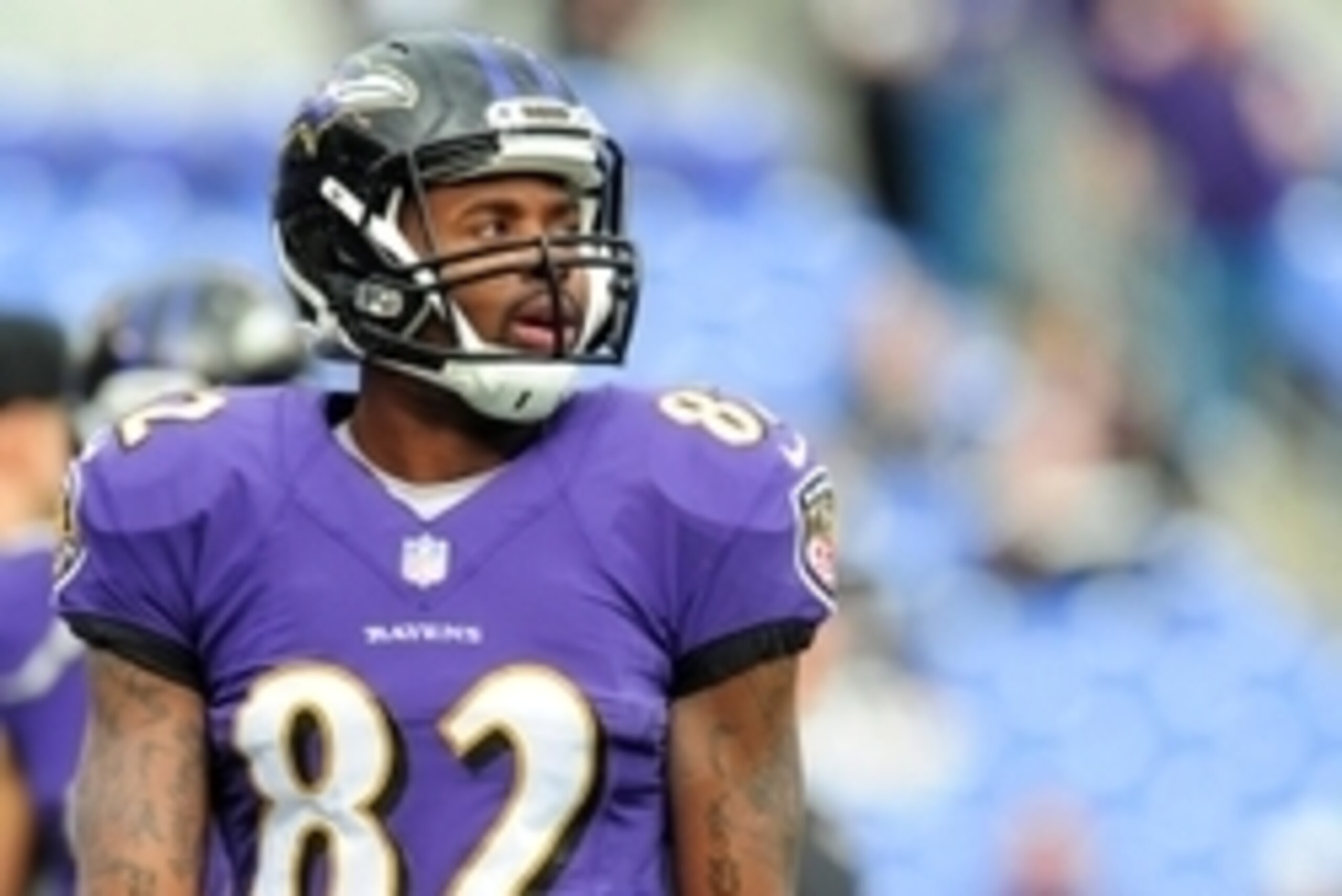 Dec 28, 2014; Baltimore, MD, USA; Baltimore Ravens wide receiver Torrey Smith (82) warms up prior to the game against the Cleveland Browns at M&T Bank Stadium. Mandatory Credit: Evan Habeeb-USA TODAY Sports Dec 28, 2014; Baltimore, MD, USA; Baltimore Ravens wide receiver Torrey Smith (82) warms up prior to the game against the Cleveland Browns at M&T Bank Stadium. Mandatory Credit: Evan Habeeb-USA TODAY Sports