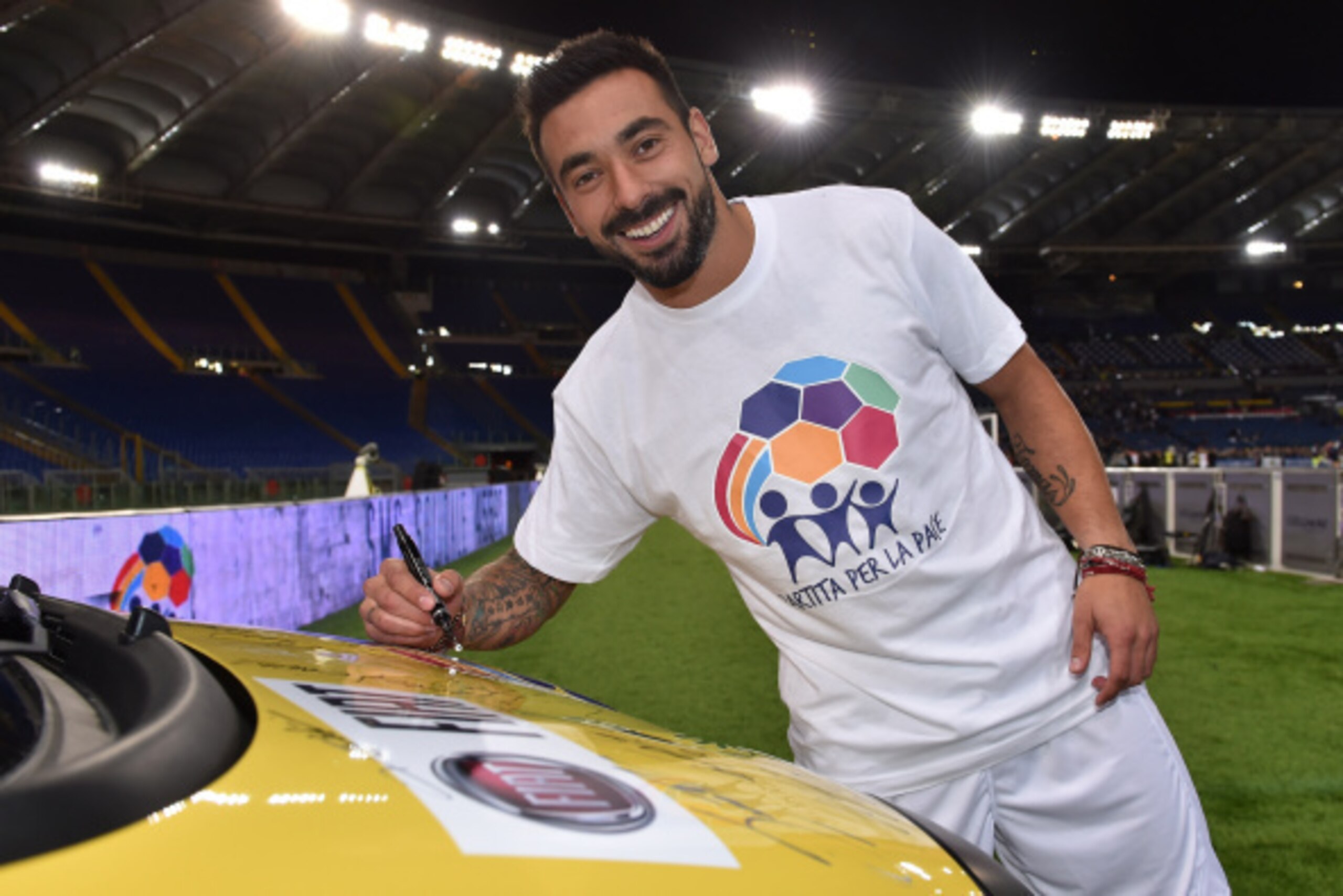 ROME, ITALY - SEPTEMBER 01:  Ezequiel Lavezzi attends the Interreligious Match For Peace at Olimpico Stadium on September 1, 2014 in Rome, Italy.  (Photo by Tullio M. Puglia/Getty Images)