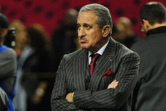 ATLANTA, GA - DECEMBER 28: Team Owner Arthur Blank of the Atlanta Falcons paces the field during warmups for the game against the Carolina Panthers at the Georgia Dome on December 28, 2014 in Atlanta, Georgia.  (Photo by Scott Cunningham/Getty Images)