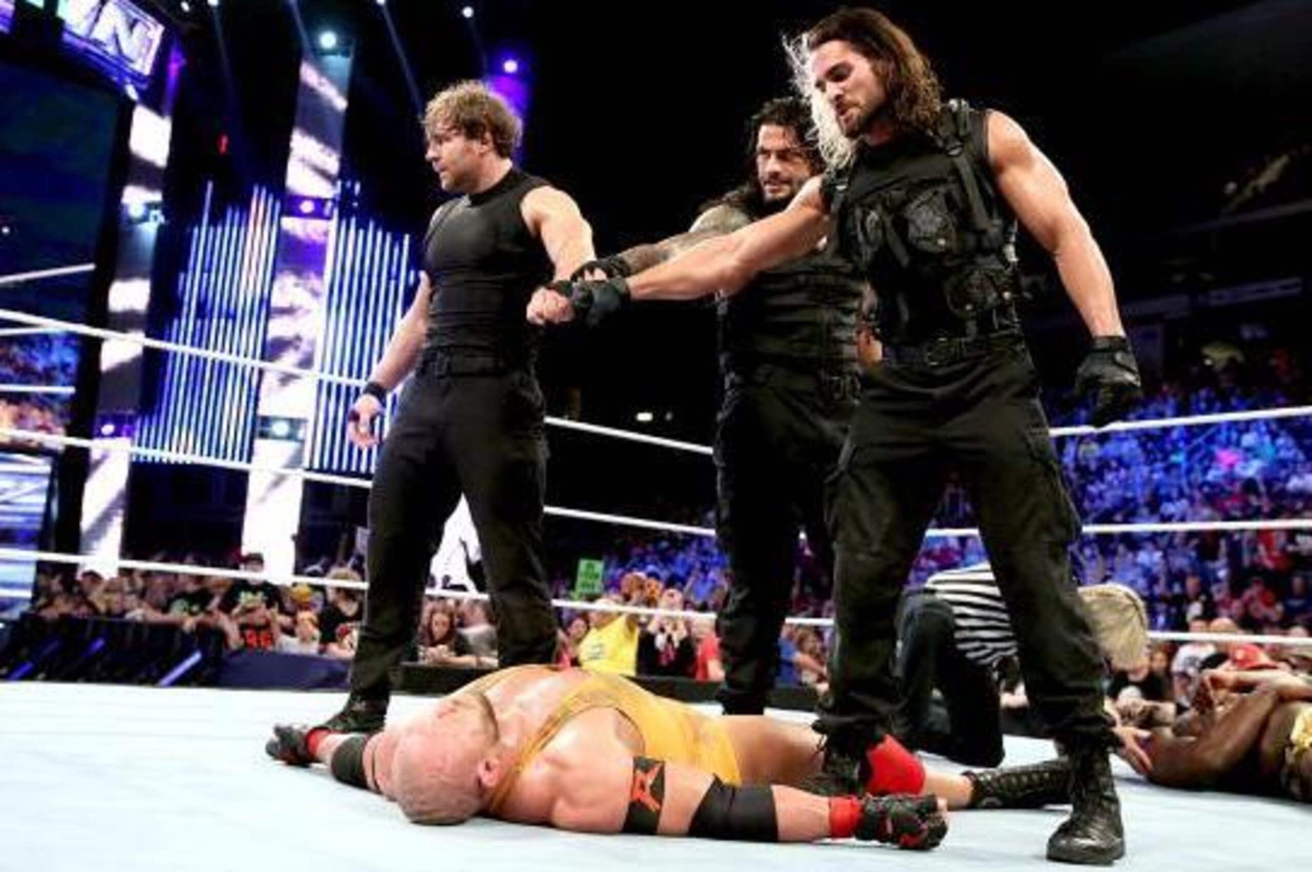 The Shield over a beaten Ryback