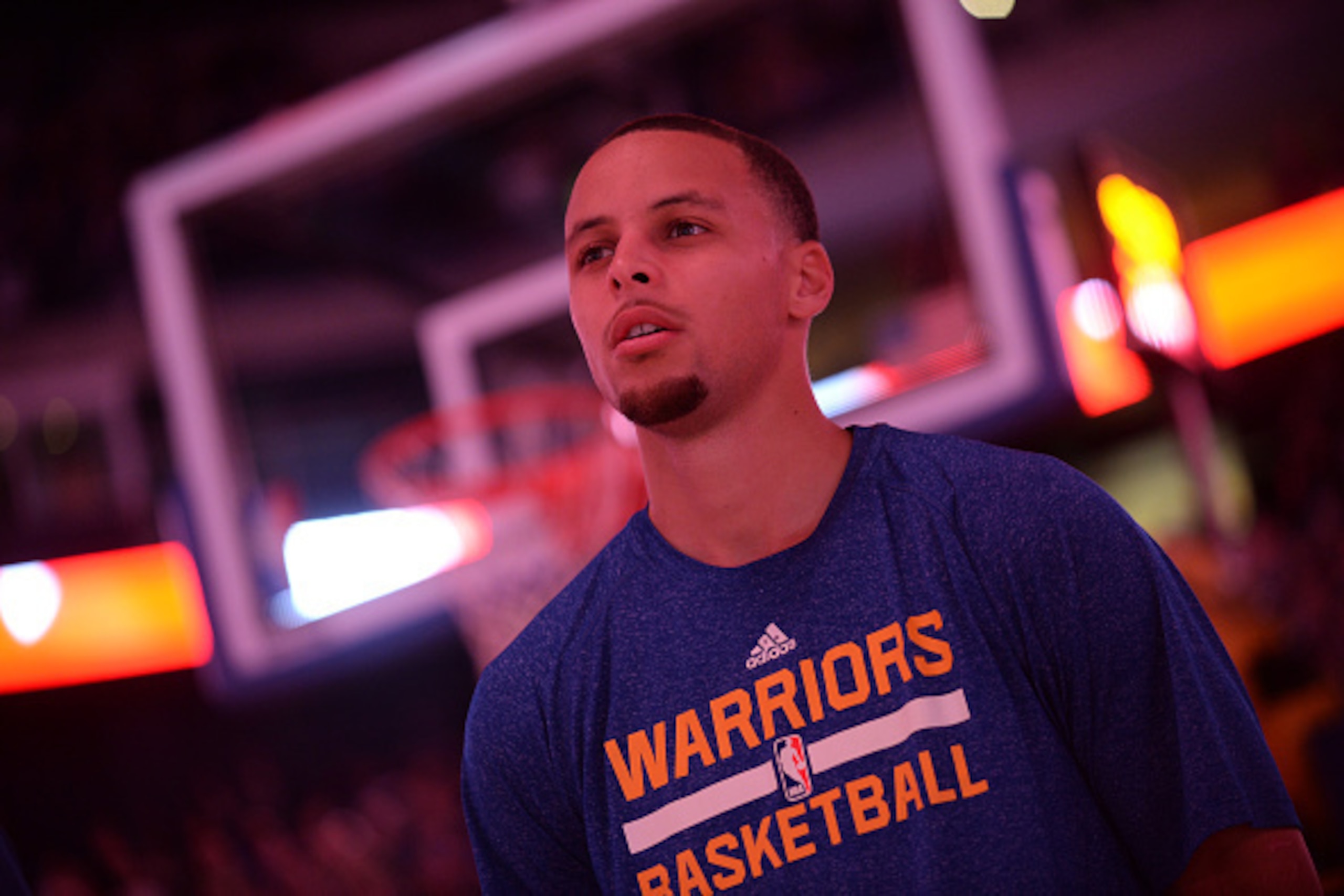OAKLAND, CA - JANUARY 2: Stephen Curry #30 of the Golden State Warriors before the game against the Toronto Raptors on January 2, 2015 at Oracle Arena in Oakland, California. NOTE TO USER: User expressly acknowledges and agrees that, by downloading and or