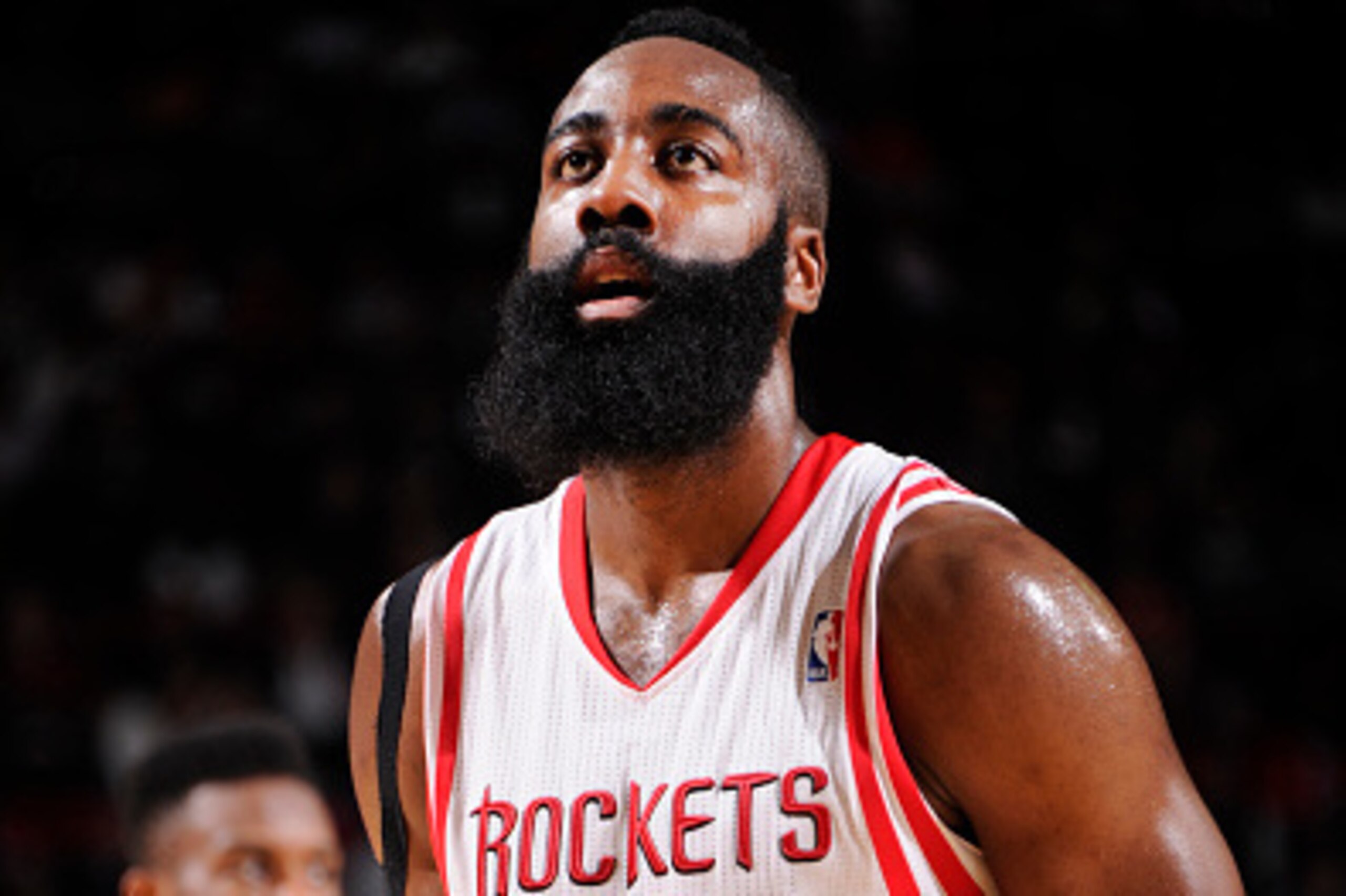 HOUSTON, TX - JANUARY 3: James Harden #13 of the Houston Rockets prepares to shoot against the Miami Heat during the game on January 3, 2015 at the Toyota Center in Houston, Texas. NOTE TO USER: User expressly acknowledges and agrees that, by downloading 