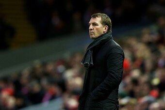 LIVERPOOL, ENGLAND - JANUARY 01:  Brendan Rodgers the manager of Liverpool looks on during the Barclays Premier League match between Liverpool and Leicester City at Anfield on January 1, 2015 in Liverpool, England.  (Photo by Clive Brunskill/Getty Images)
