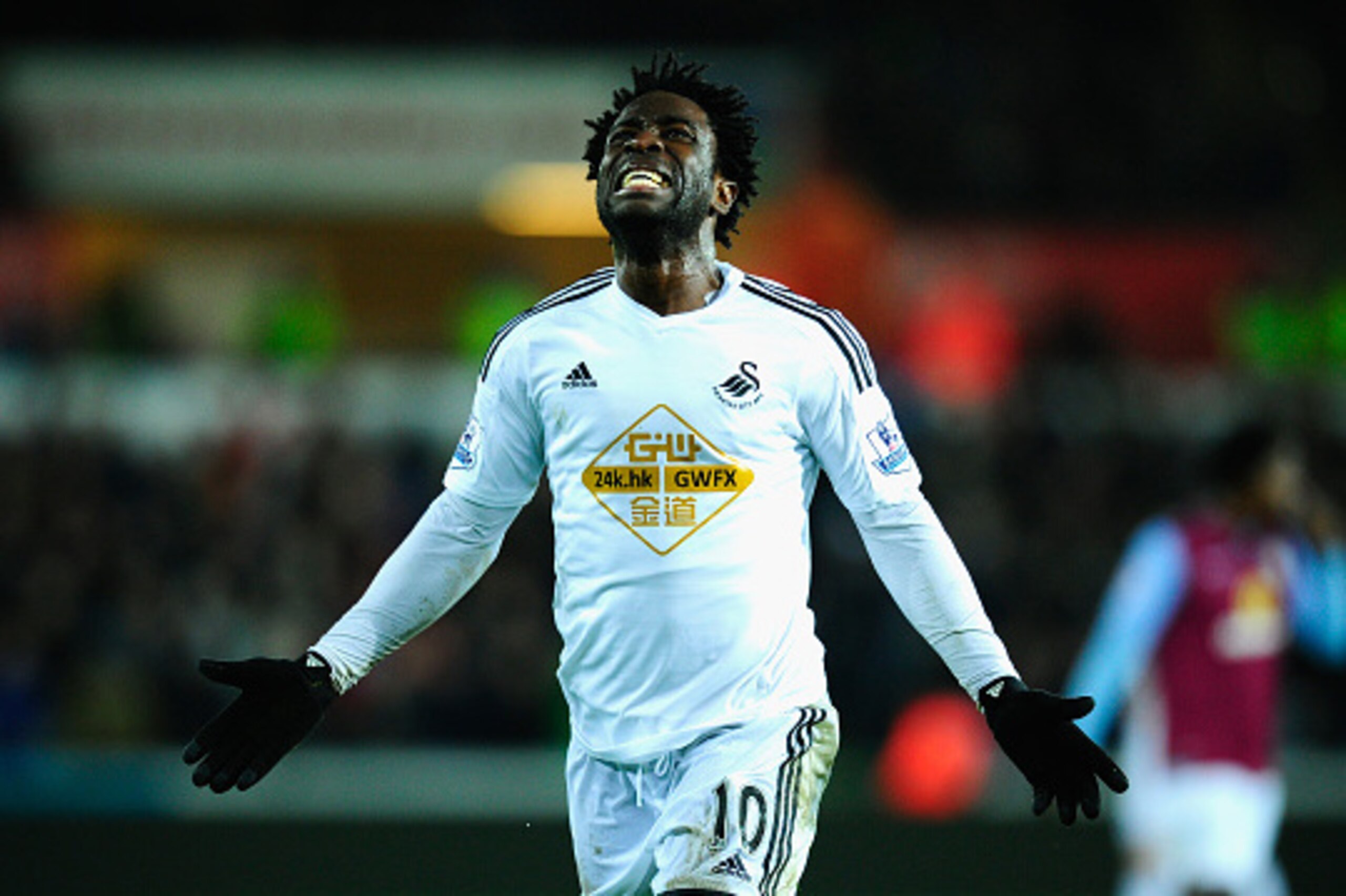 SWANSEA, WALES - DECEMBER 26: Wilfried Bony of Swansea reacts after having a goal dissalowed during the Barclays Premier League match between Swansea City and Aston Villa at Liberty Stadium on December 26, 2014 in Swansea, Wales. (Photo by Stu Forster/G SWANSEA, WALES - DECEMBER 26: Wilfried Bony of Swansea reacts after having a goal dissalowed during the Barclays Premier League match between Swansea City and Aston Villa at Liberty Stadium on December 26, 2014 in Swansea, Wales. (Photo by Stu Forster/G