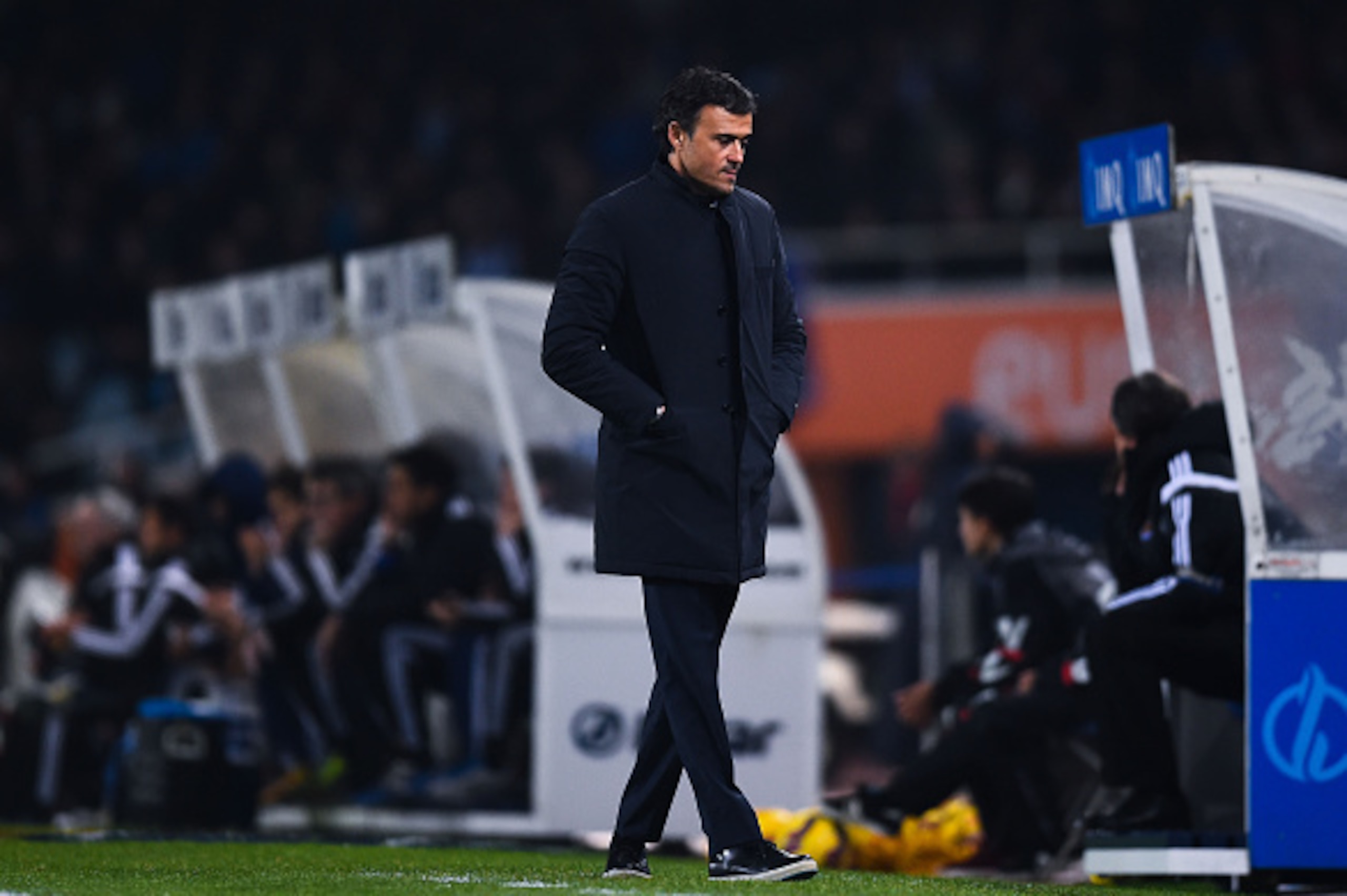SAN SEBASTIAN, SPAIN - JANUARY 04:  Head coach Luis Enrique of FC Barcelona looks on during the La Liga match between Real Sociedad de Futbol and FC Barcelona at Estadio Anoeta on January 4, 2015 in San Sebastian, Spain.  (Photo by David Ramos/Getty Image