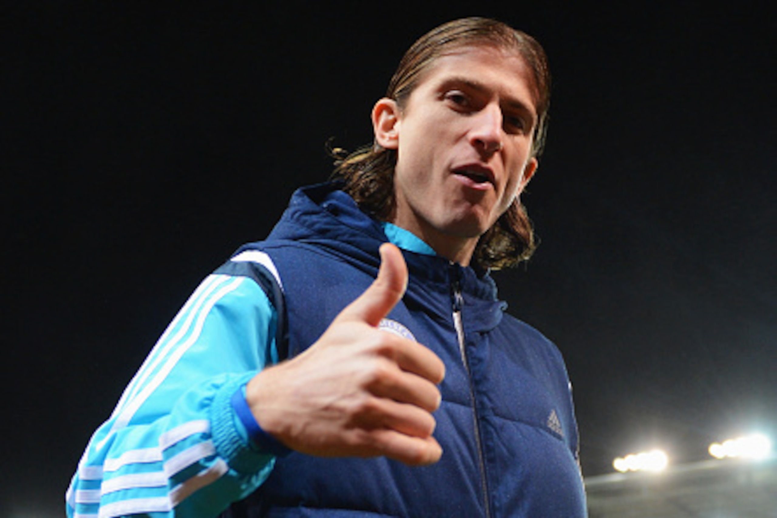 STOKE ON TRENT, ENGLAND - DECEMBER 22:  Filipe Luis gives a thumbs up prior to the Barclays Premier League match between Stoke City and Chelsea at Britannia Stadium on December 22, 2014 in Stoke on Trent, England.  (Photo by Michael Regan/Getty Images)