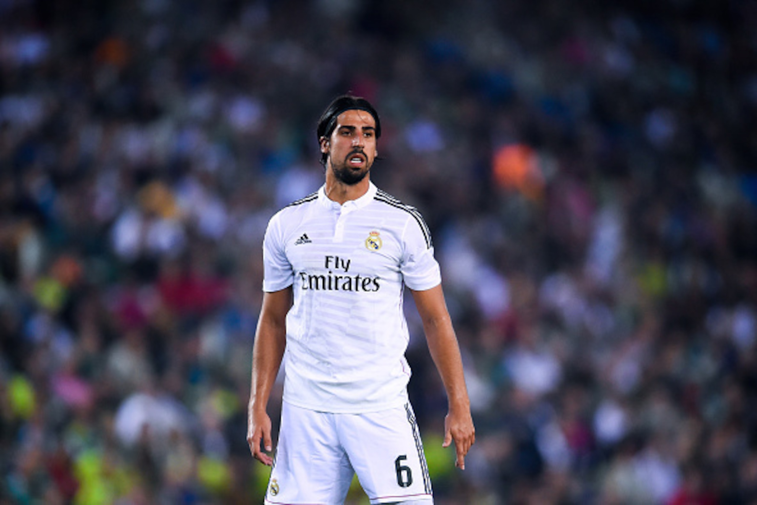 BARCELONA, SPAIN - OCTOBER 29:  Sami Khedira of Real Madrid CF looks on during the Copa Del Rey Round of 32 first leg match at Power8 Stadium on October 29, 2014 in Barcelona, Spain.  (Photo by David Ramos/Getty Images)