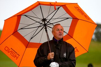 KINGSBARNS, SCOTLAND - OCTOBER 04:  Johan Cruyff during the third round of the 2014 Alfred Dunhill Links Championship at Kingsbarns Golf Links on October 4, 2014 in Kingsbarns, Scotland. (Photo by Matthew Lewis/Getty Images)