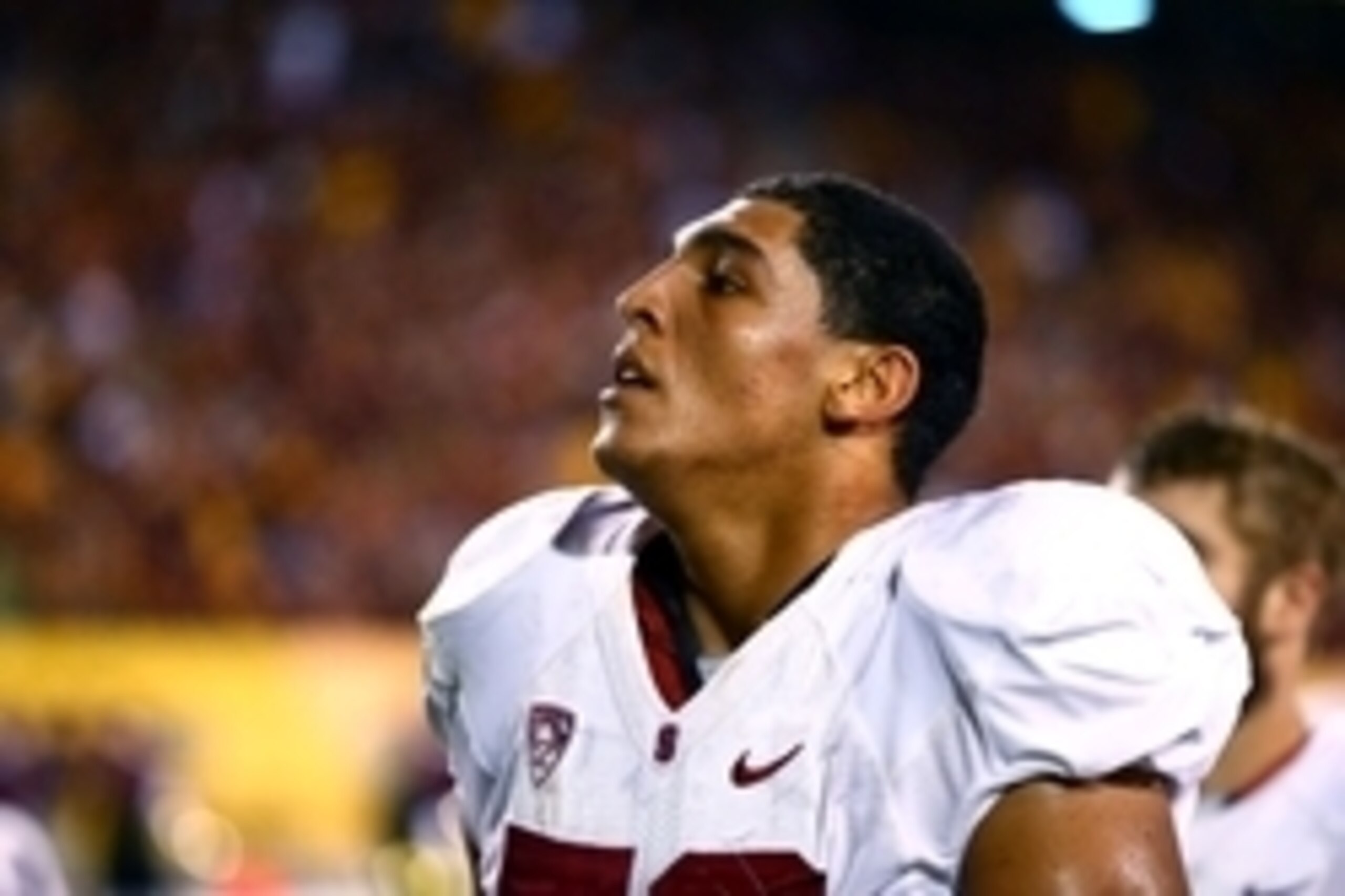 Oct 18, 2014; Tempe, AZ, USA; Stanford Cardinal offensive tackle Andrus Peat (70) against the Arizona State Sun Devils at Sun Devil Stadium. The Sun Devils defeated the Cardinal 26-10. Mandatory Credit: Mark J. Rebilas-USA TODAY Sports