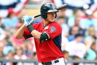 MINNEAPOLIS, MN - JULY 13:  Kris Bryant of the U.S. Team plays against the World Team in the SiriusXM All-Star Futures Game at Target Field on July 13, 2014 in Minneapolis, Minnesota.  (Photo by Elsa/Getty Images)