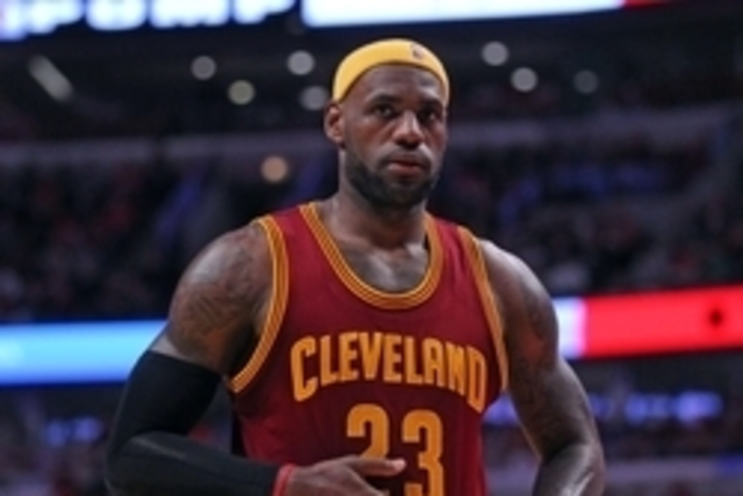 Oct 31, 2014; Chicago, IL, USA; Cleveland Cavaliers forward LeBron James (23) during the second half against the Chicago Bulls at the United Center. Cleveland won 114-108 in overtime. Mandatory Credit: Dennis Wierzbicki-USA TODAY Sports