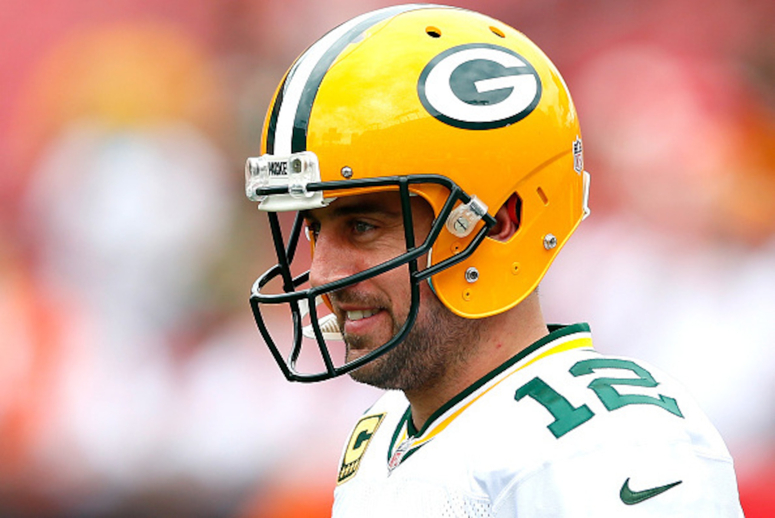TAMPA, FL - DECEMBER 21:  Aaron Rodgers #12 of the Green Bay Packers warms up prior to facing the Tampa Bay Buccaneers at Raymond James Stadium on December 21, 2014 in Tampa, Florida.  (Photo by Kevin C. Cox/Getty Images)