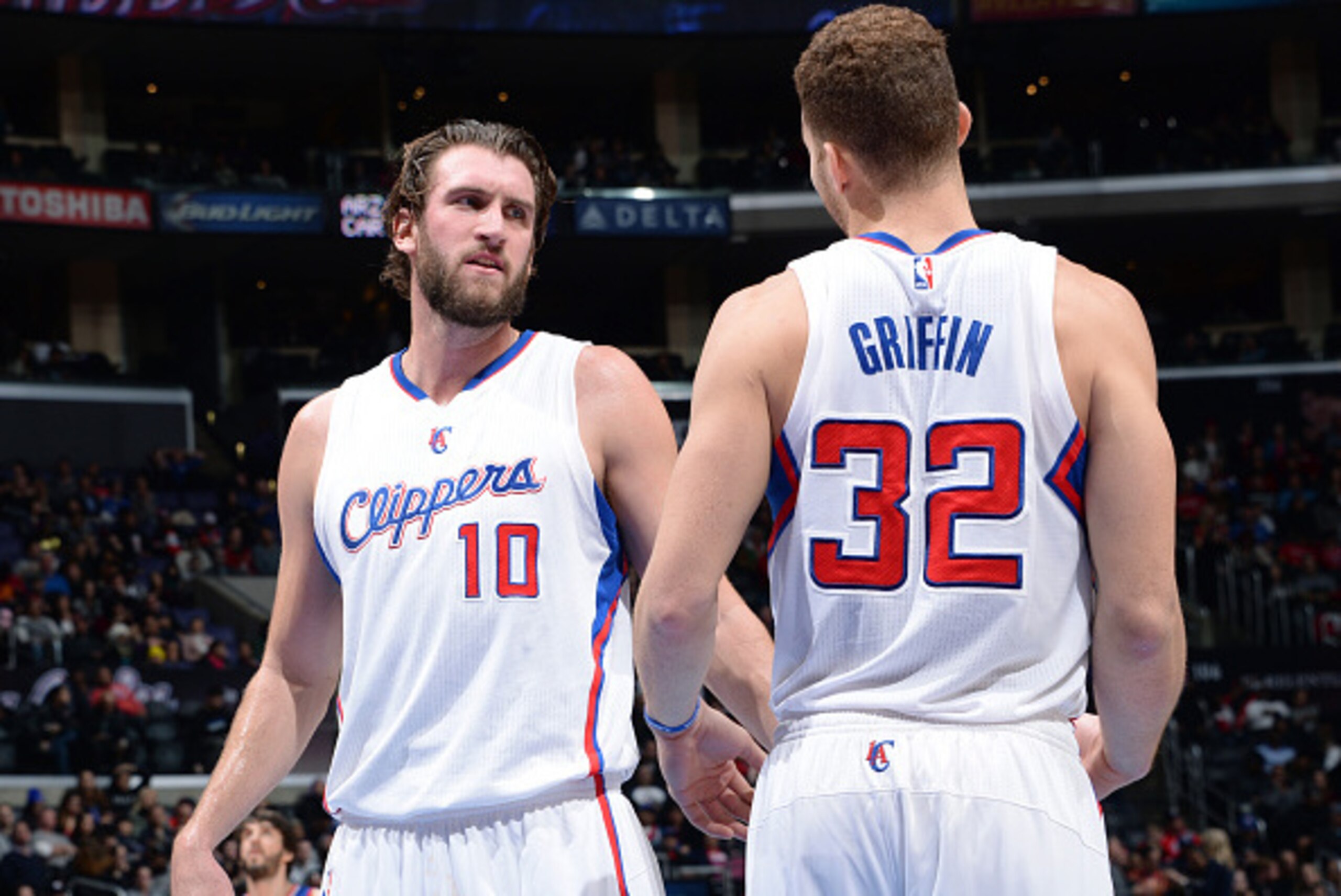 LOS ANGELES, CA -  JANUARY 3: Spencer Hawes #10 and Blake Griffin #32 of the Los Angeles Clippers during the game against the Philadelphia 76ers on January 3, 2015 at STAPLES CENTER in Los Angeles, California, NOTE TO USER: User expressly acknowledges and