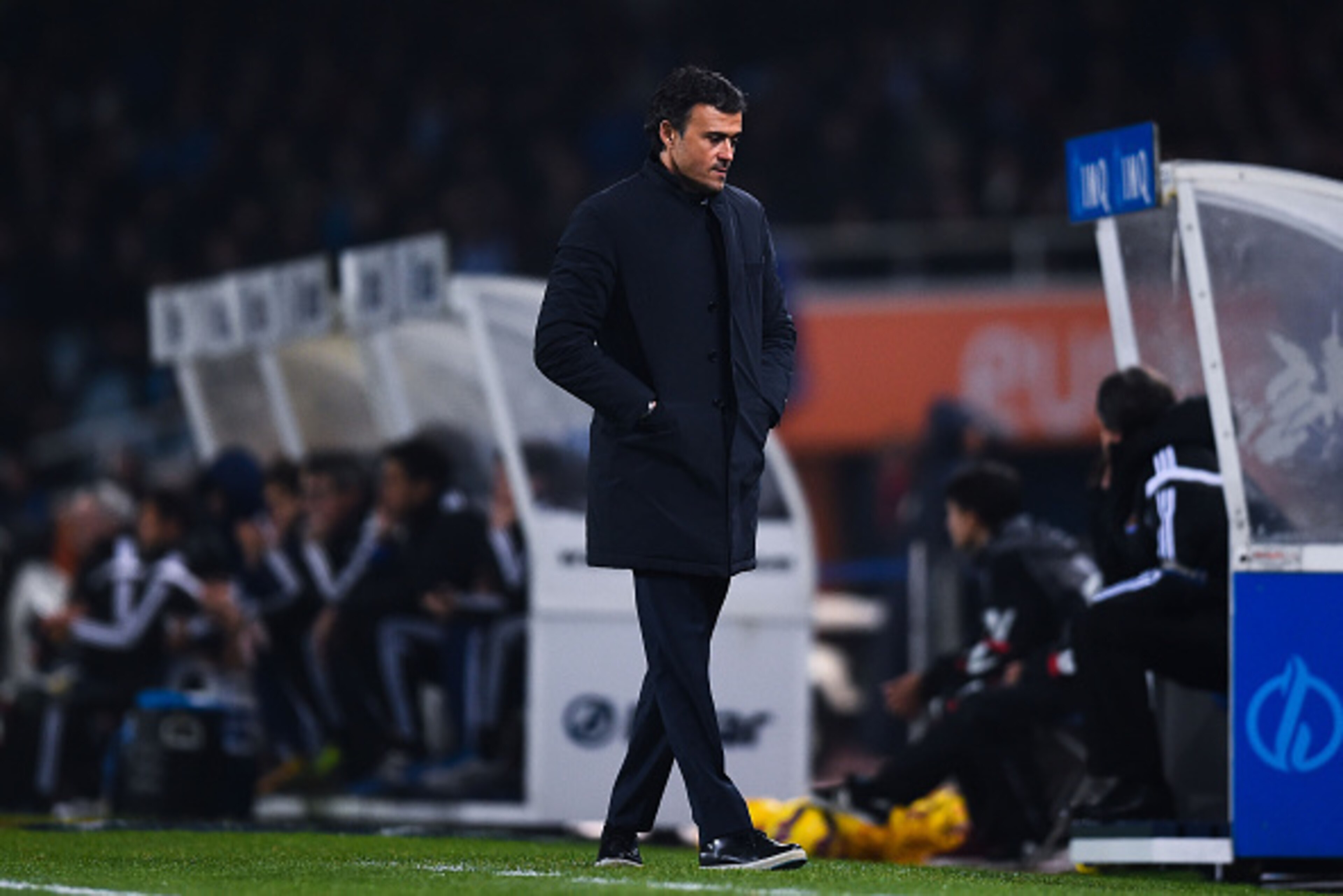 SAN SEBASTIAN, SPAIN - JANUARY 04: Head coach Luis Enrique of FC Barcelona looks on during the La Liga match between Real Sociedad de Futbol and FC Barcelona at Estadio Anoeta on January 4, 2015 in San Sebastian, Spain. (Photo by David Ramos/Getty Image SAN SEBASTIAN, SPAIN - JANUARY 04: Head coach Luis Enrique of FC Barcelona looks on during the La Liga match between Real Sociedad de Futbol and FC Barcelona at Estadio Anoeta on January 4, 2015 in San Sebastian, Spain. (Photo by David Ramos/Getty Image