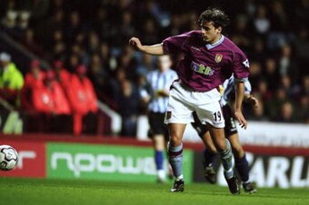 28 Nov 2001:  Bosko Balaban of Aston Villa tries to break through during the Worthington Cup fourth round match against Sheffield Wednesday played at Villa Park, in Birmingham, England. Sheffield Wednesday won the match 1-0. \ Mandatory Credit: Jamie McDo