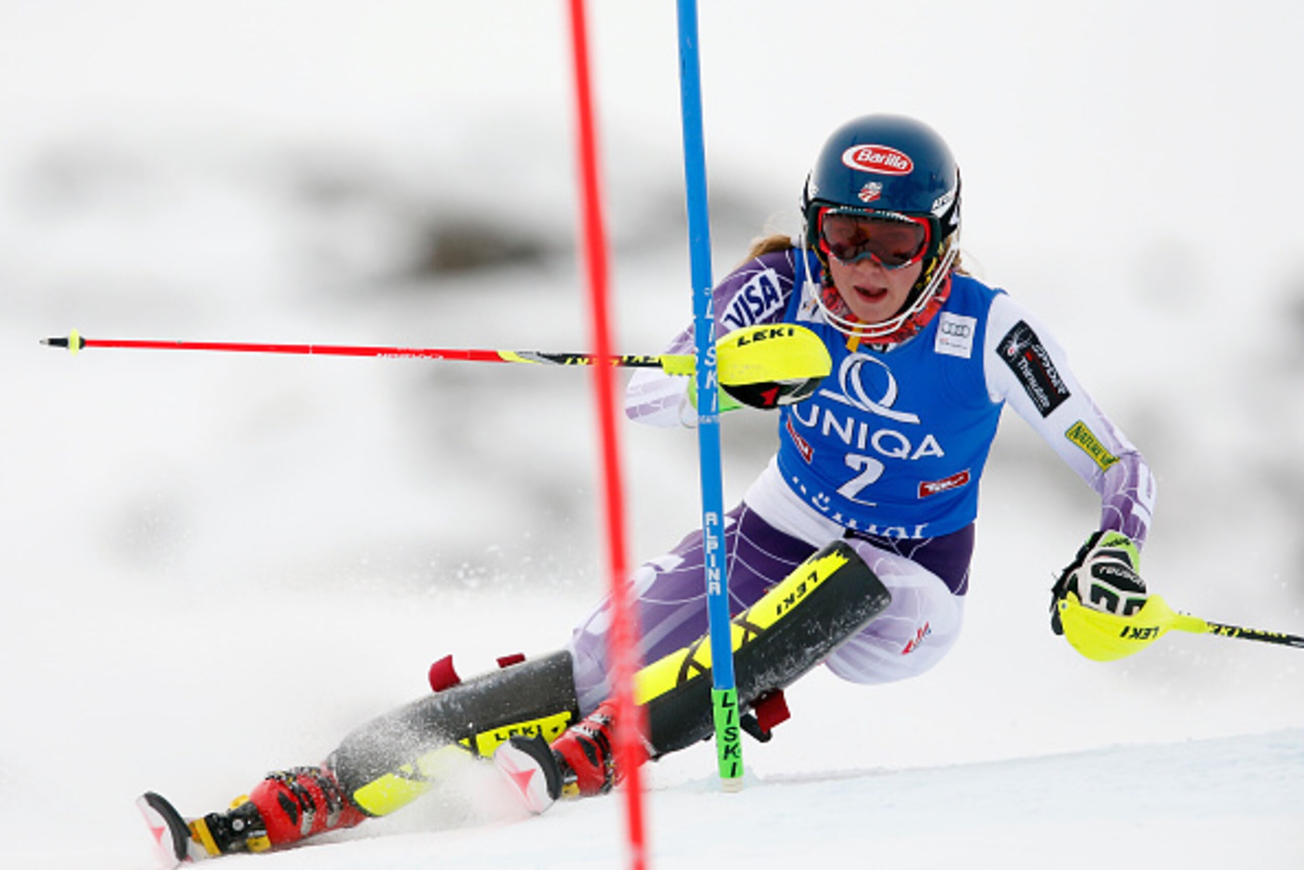 KUEHTAI IN TIROL, AUSTRIA - DECEMBER 29: (FRANCE OUT) Mikaela Shiffrin of the USA competes during the Audi FIS Alpine Ski World Cup Women's Slalom on December 29, 2014 in Kuehtai in Tirol, Austria. (Photo by Christophe Pallot/Agence Zoom/Getty Images)