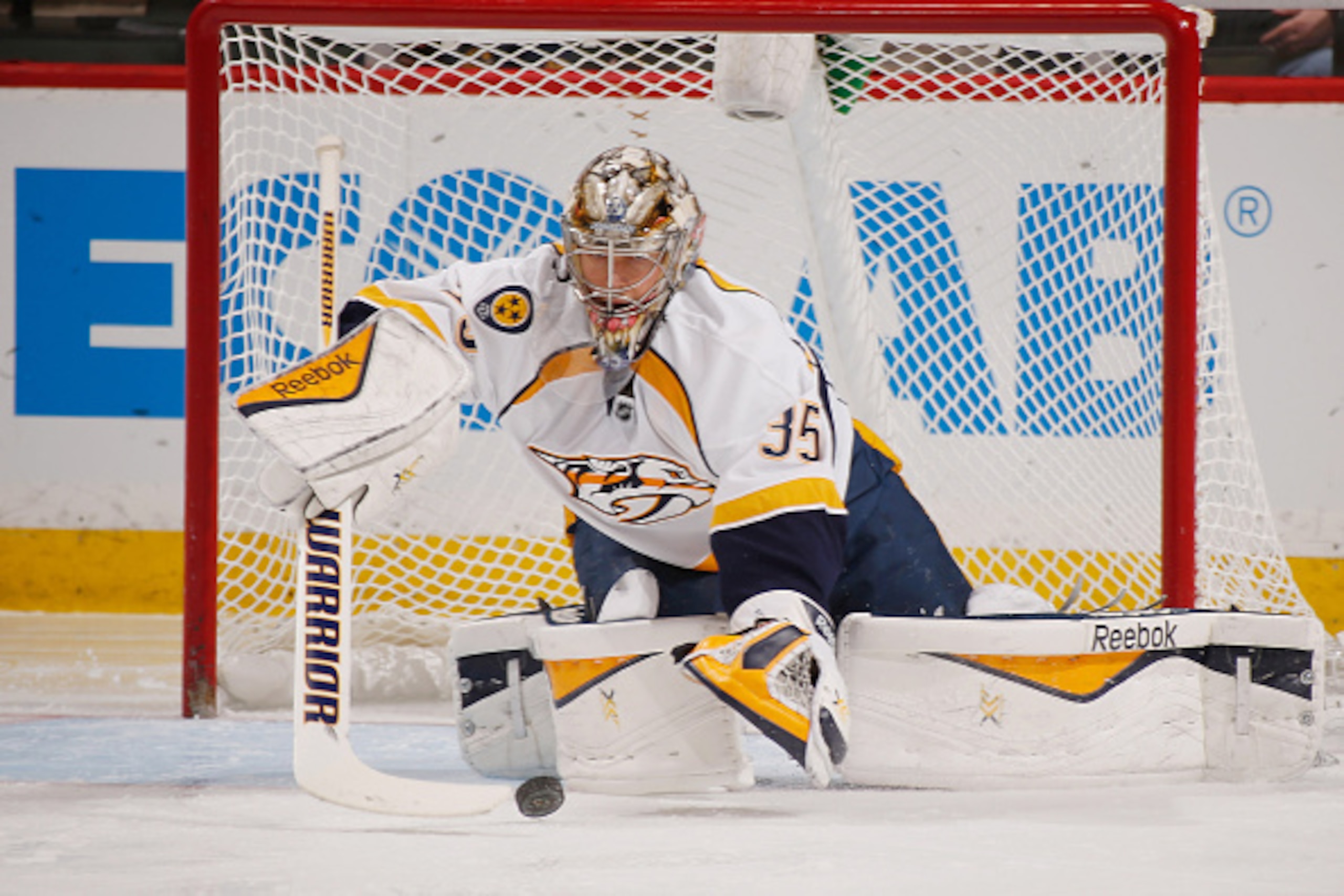 ST. PAUL, MN - DECEMBER 20: Pekka Rinne #35 of the Nashville Predators makes a save against the Minnesota Wild during the game on December 20, 2014 at the Xcel Energy Center in St. Paul, Minnesota. (Photo by Bruce Kluckhohn/NHLI via Getty Images) ST. PAUL, MN - DECEMBER 20: Pekka Rinne #35 of the Nashville Predators makes a save against the Minnesota Wild during the game on December 20, 2014 at the Xcel Energy Center in St. Paul, Minnesota. (Photo by Bruce Kluckhohn/NHLI via Getty Images)