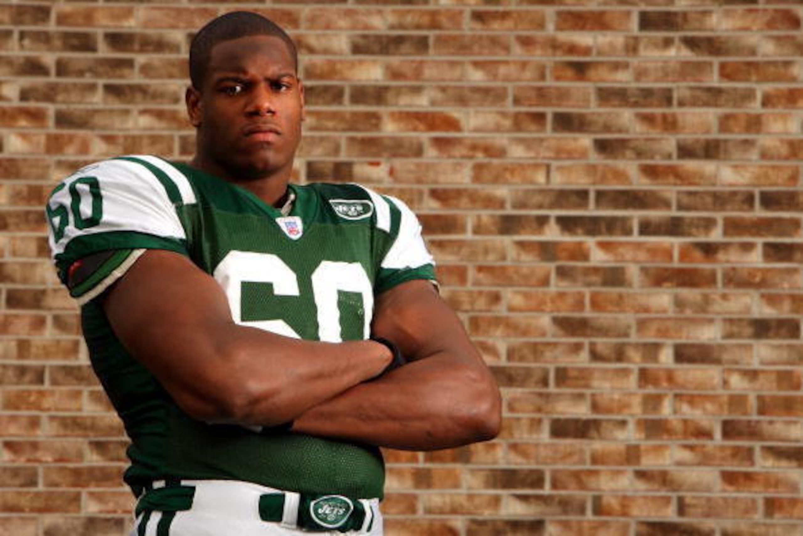 HEMPSTEAD, NY - JANUARY 24: D'Brickashaw Ferguson of the New York Jets poses for a portrait on January 24, 2008 in Hempstead, New York.  (Photo by Al Bello/Getty Images)