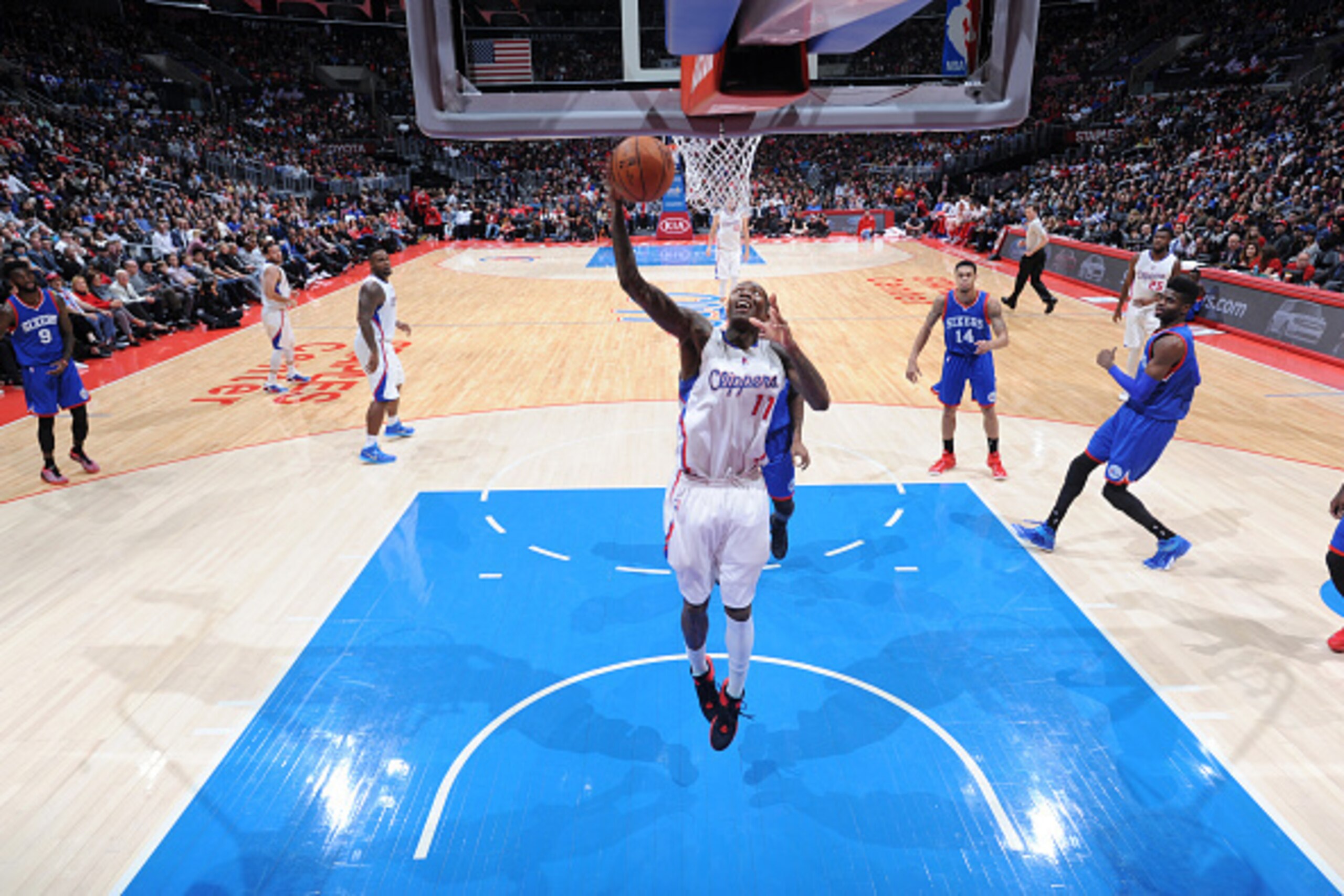 LOS ANGELES, CA -  JANUARY 3: Jamal Crawford #11 of the Los Angeles Clippers goes for the dunk against the Philadelphia 76ers during the game on January 3, 2015 at STAPLES CENTER in Los Angeles, California, NOTE TO USER: User expressly acknowledges and ag