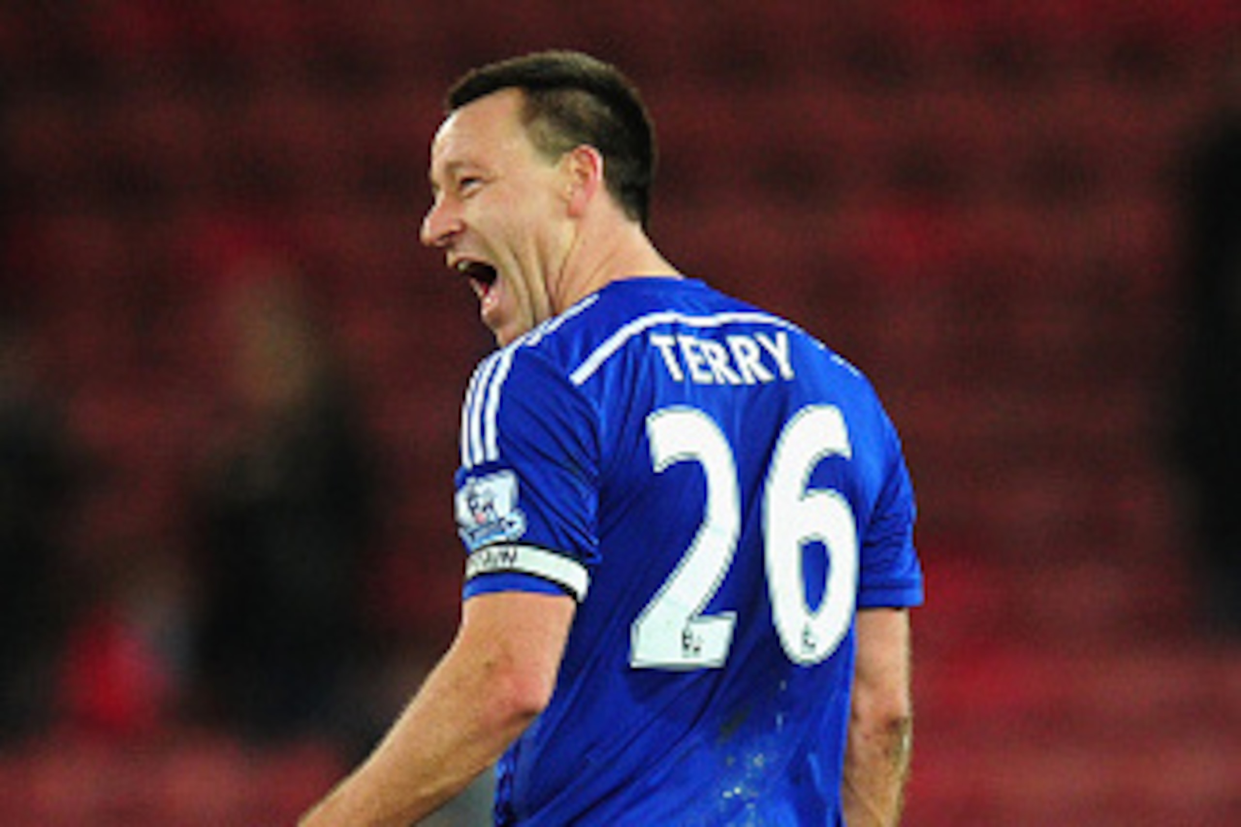 STOKE ON TRENT, ENGLAND - DECEMBER 22:  Chelsea player John Terry celebrates infront of the Stoke fans after the Barclays Premier League match between Stoke City and Chelsea at Britannia Stadium on December 22, 2014 in Stoke on Trent, England.  (Photo by 