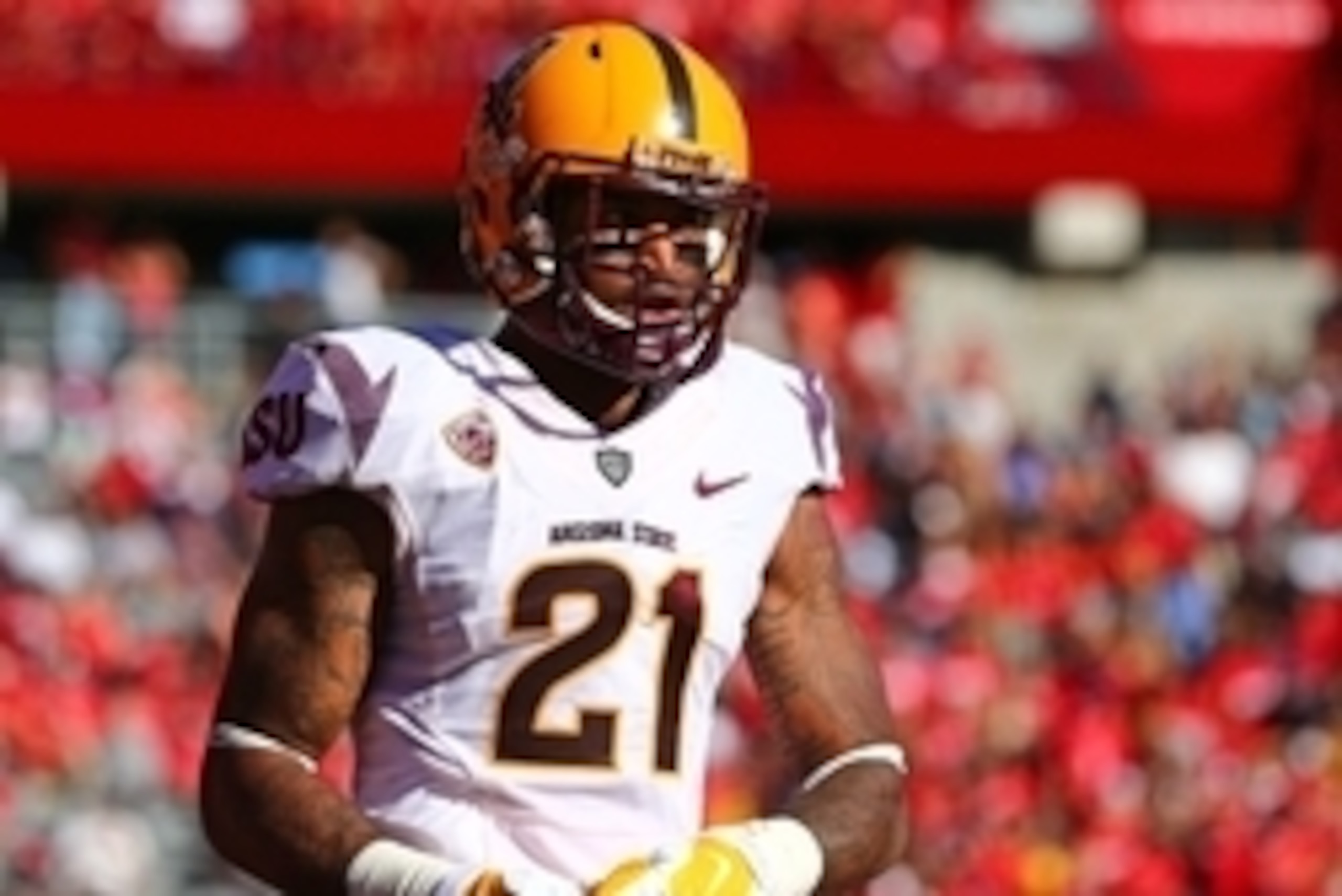 Nov 28, 2014; Tucson, AZ, USA; Arizona State Sun Devils wide receiver Jaelen Strong (21) against the Arizona Wildcats during the 88th annual territorial cup at Arizona Stadium. Mandatory Credit: Mark J. Rebilas-USA TODAY Sports