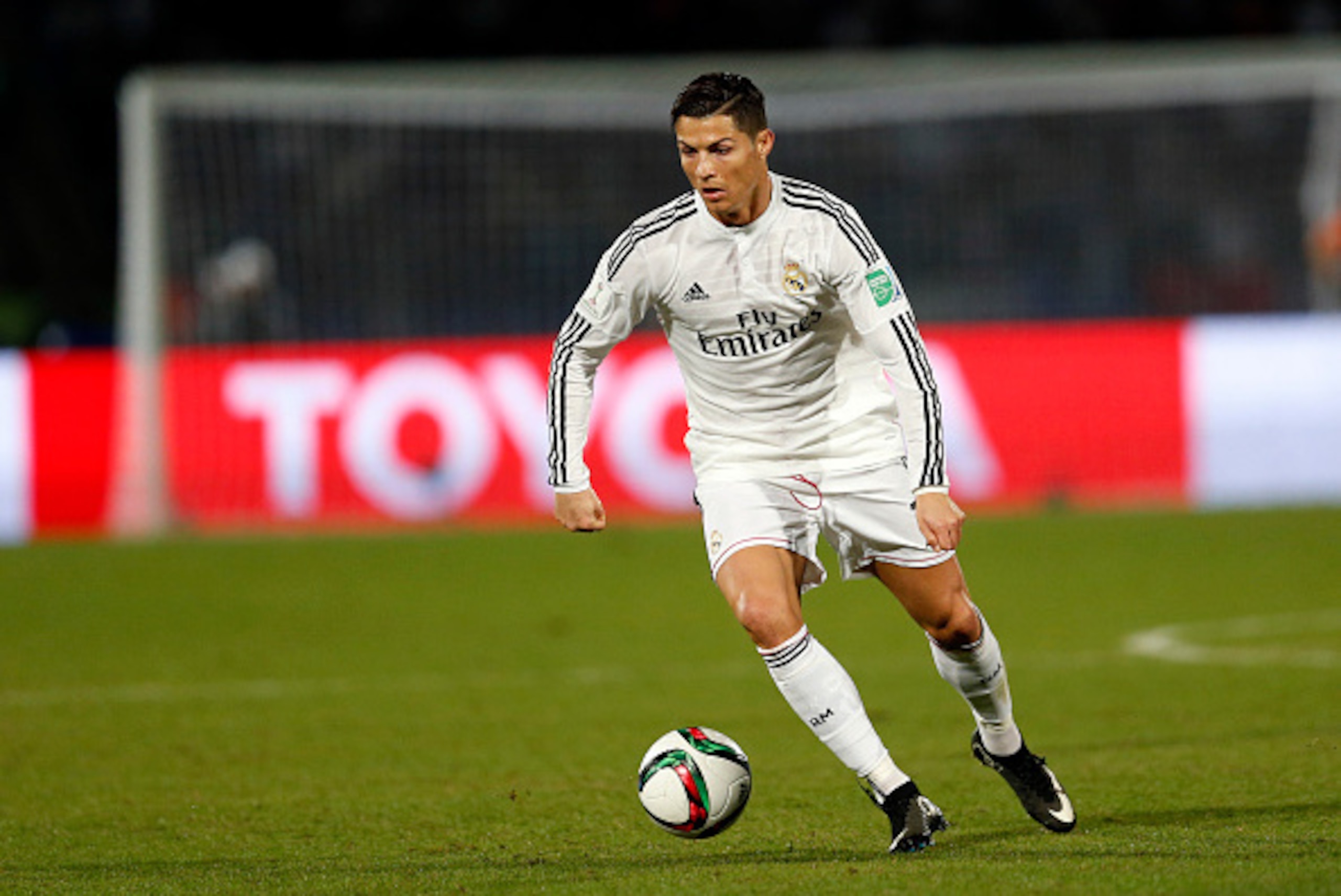 MARRAKECH, MOROCCO - DECEMBER 20: Cristiano Ronaldo of Real Madrid CF in action during the FIFA Club World Cup Final match between Real Madrid CF and San Lorenzo at Le Grand Stade de Marrakech on December 20, 2014 in Marrakech, Morocco.  (Photo by Steve B