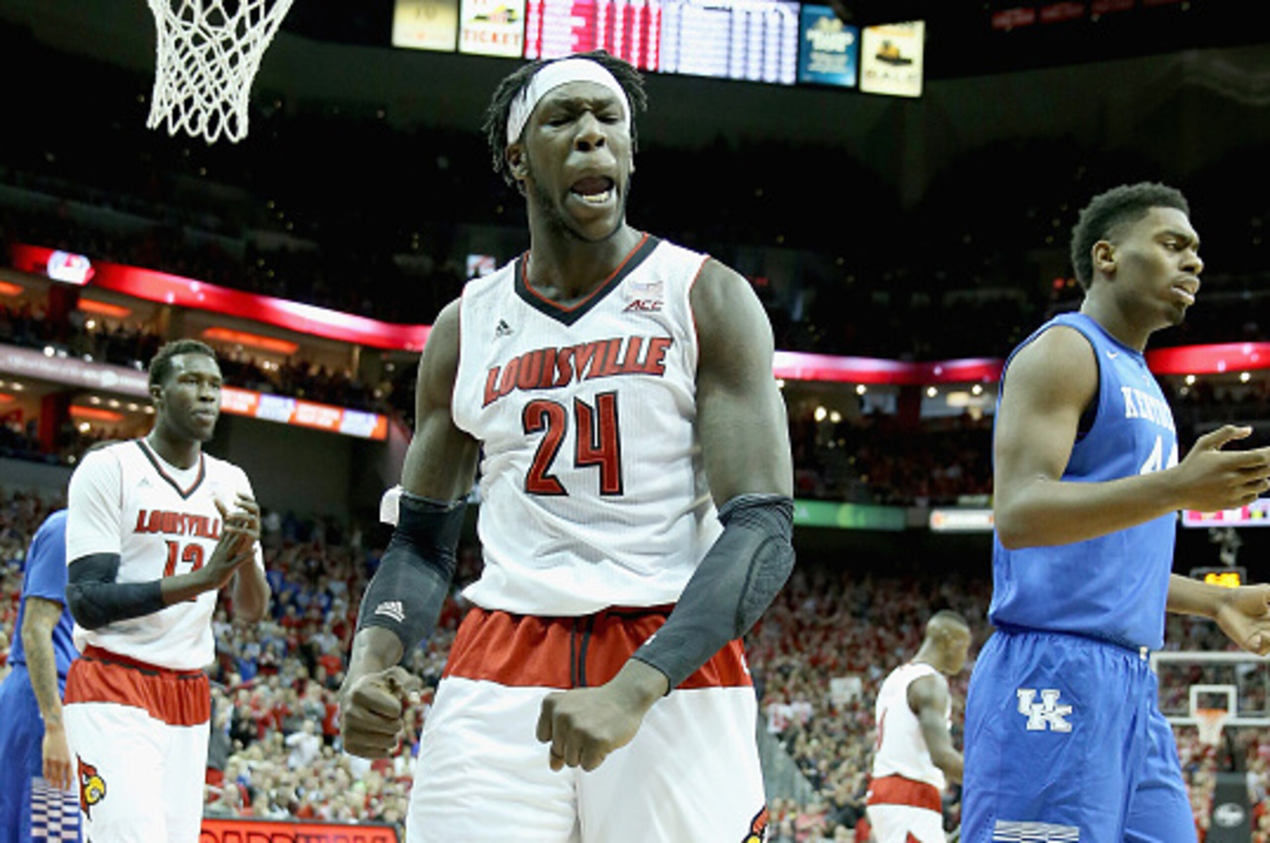 LOUISVILLE, KY - DECEMBER 27: Montrezl Harrell #24 of the Louisville Cardinals celebrates during the game against the Kentucky Wilcats at KFC YUM! Center on December 27, 2014 in Louisville, Kentucky. (Photo by Andy Lyons/Getty Images) LOUISVILLE, KY - DECEMBER 27: Montrezl Harrell #24 of the Louisville Cardinals celebrates during the game against the Kentucky Wilcats at KFC YUM! Center on December 27, 2014 in Louisville, Kentucky. (Photo by Andy Lyons/Getty Images)