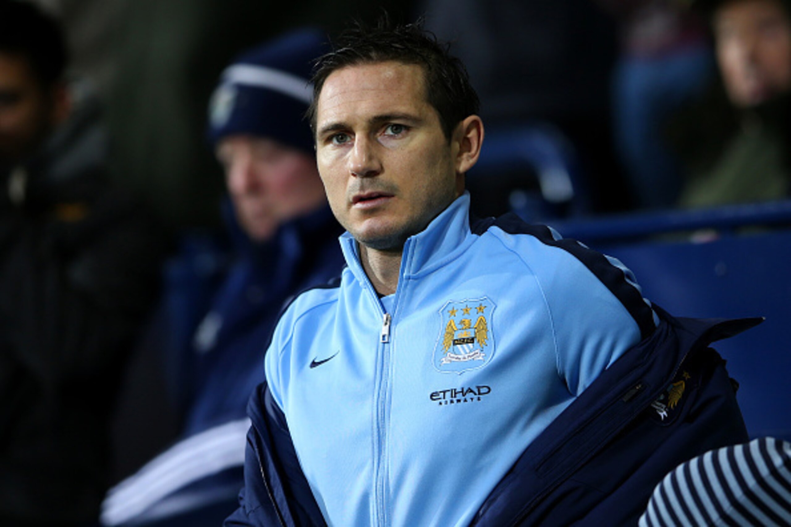 WEST BROMWICH, ENGLAND - DECEMBER 26:  Frank Lampard of Manchester City looks on as he takes his seat on the bench before the Barclays Premier League match between West Bromwich Albion and Manchester City at The Hawthorns on December 26, 2014 in West Brom