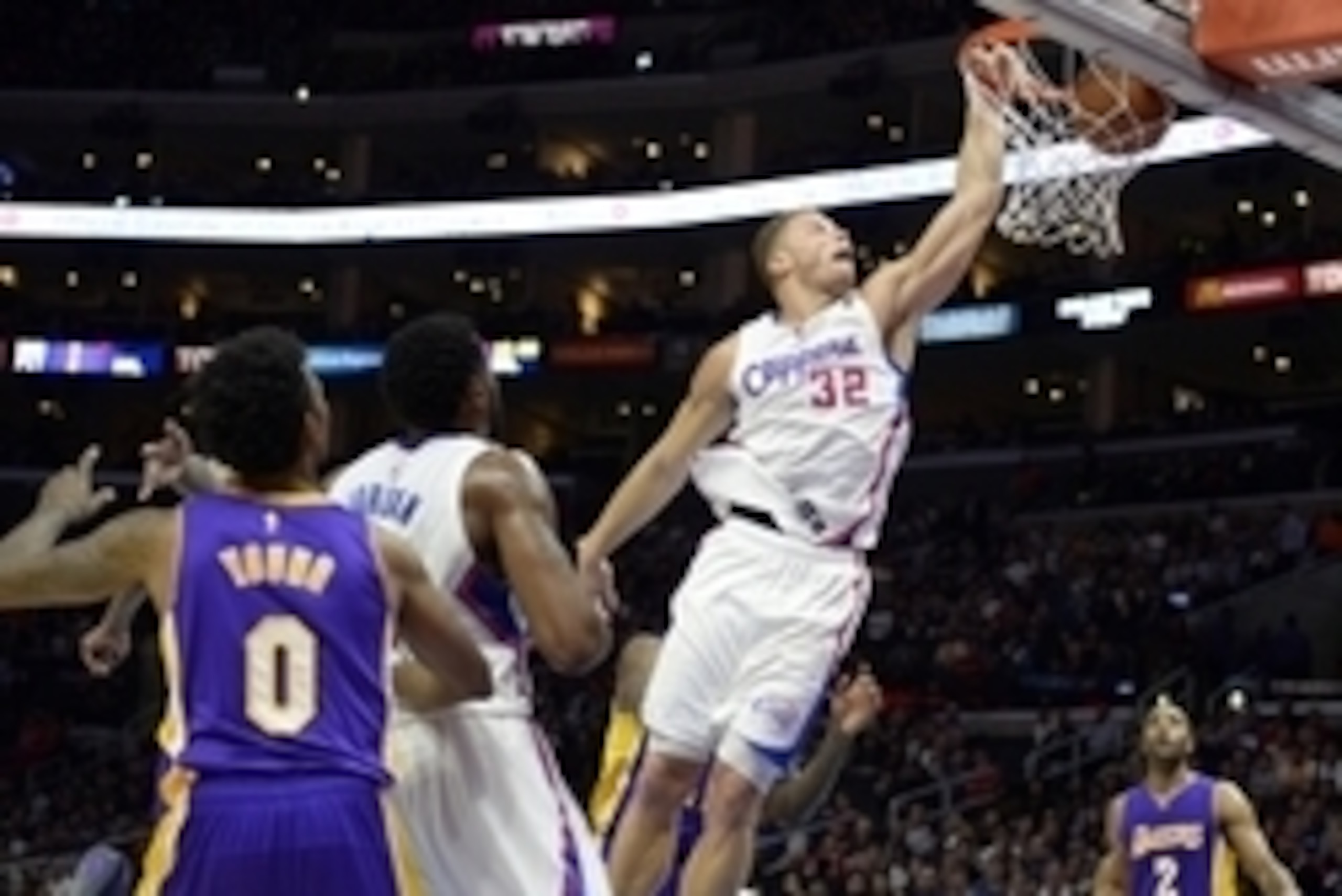 Jan 7, 2015; Los Angeles, CA, USA; Los Angeles Clippers forward Blake Griffin (32) dunks against the Los Angeles Lakers during the game at Staples Center. Mandatory Credit: Richard Mackson-USA TODAY Sports Jan 7, 2015; Los Angeles, CA, USA; Los Angeles Clippers forward Blake Griffin (32) dunks against the Los Angeles Lakers during the game at Staples Center. Mandatory Credit: Richard Mackson-USA TODAY Sports