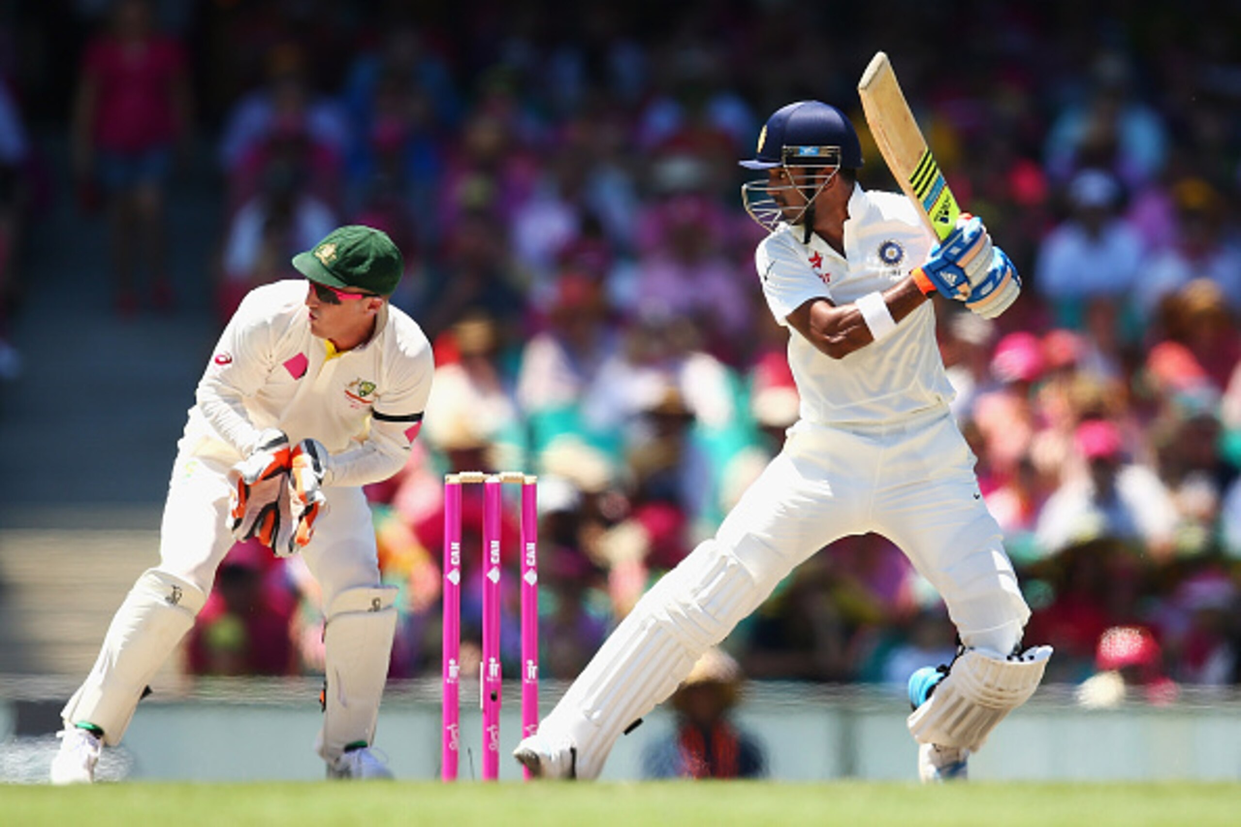SYDNEY, AUSTRALIA - JANUARY 08:  Lokesh Rahul of India bats during day three of the Fourth Test match between Australia and India at Sydney Cricket Ground on January 8, 2015 in Sydney, Australia.  (Photo by Cameron Spencer/Getty Images)