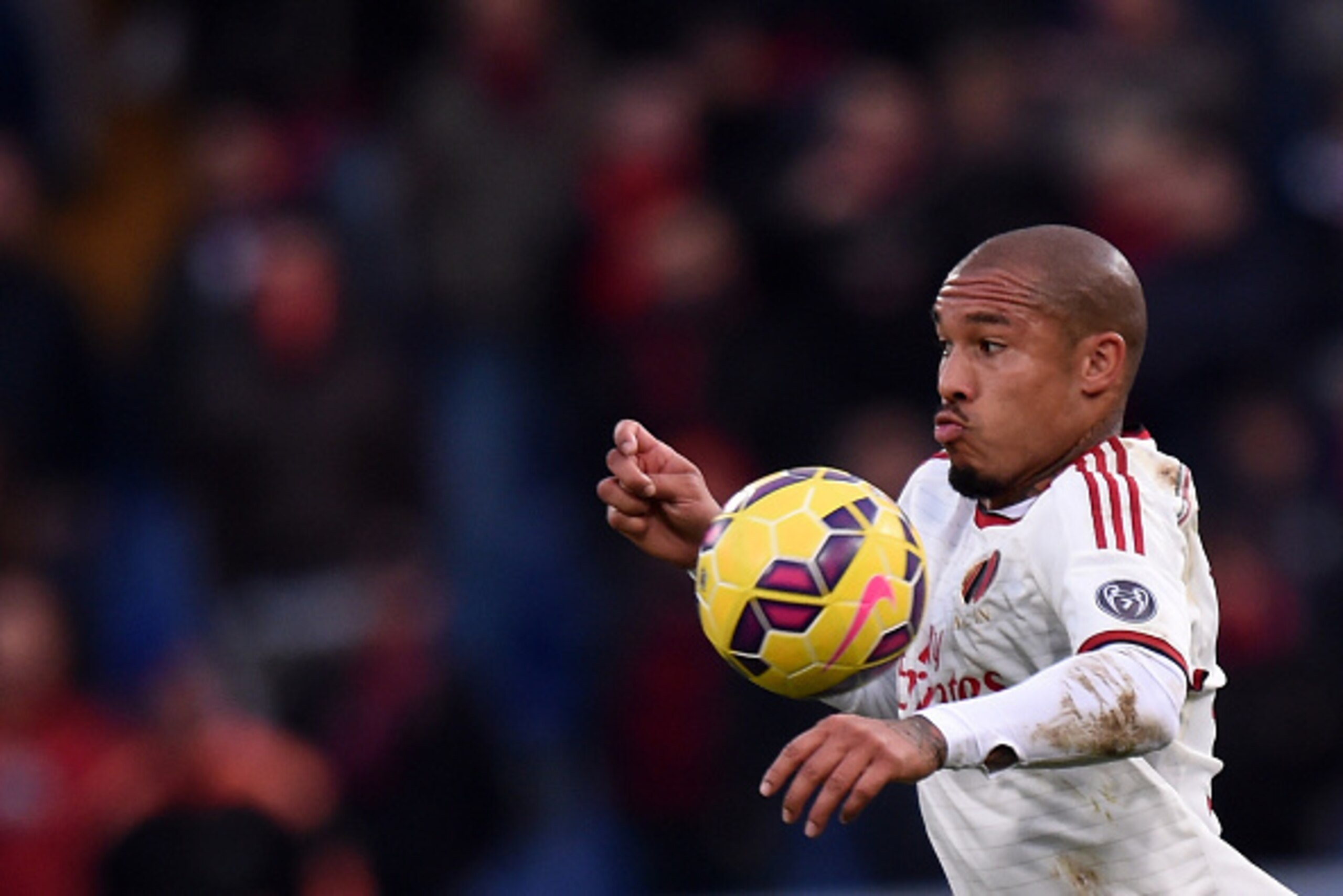 GENOA, ITALY - DECEMBER 07:  Nigel De Jong of Milan in action during the Serie A match between Genoa CFC and AC Milan at Stadio Luigi Ferraris on December 7, 2014 in Genoa, Italy.  (Photo by Tullio M. Puglia/Getty Images)