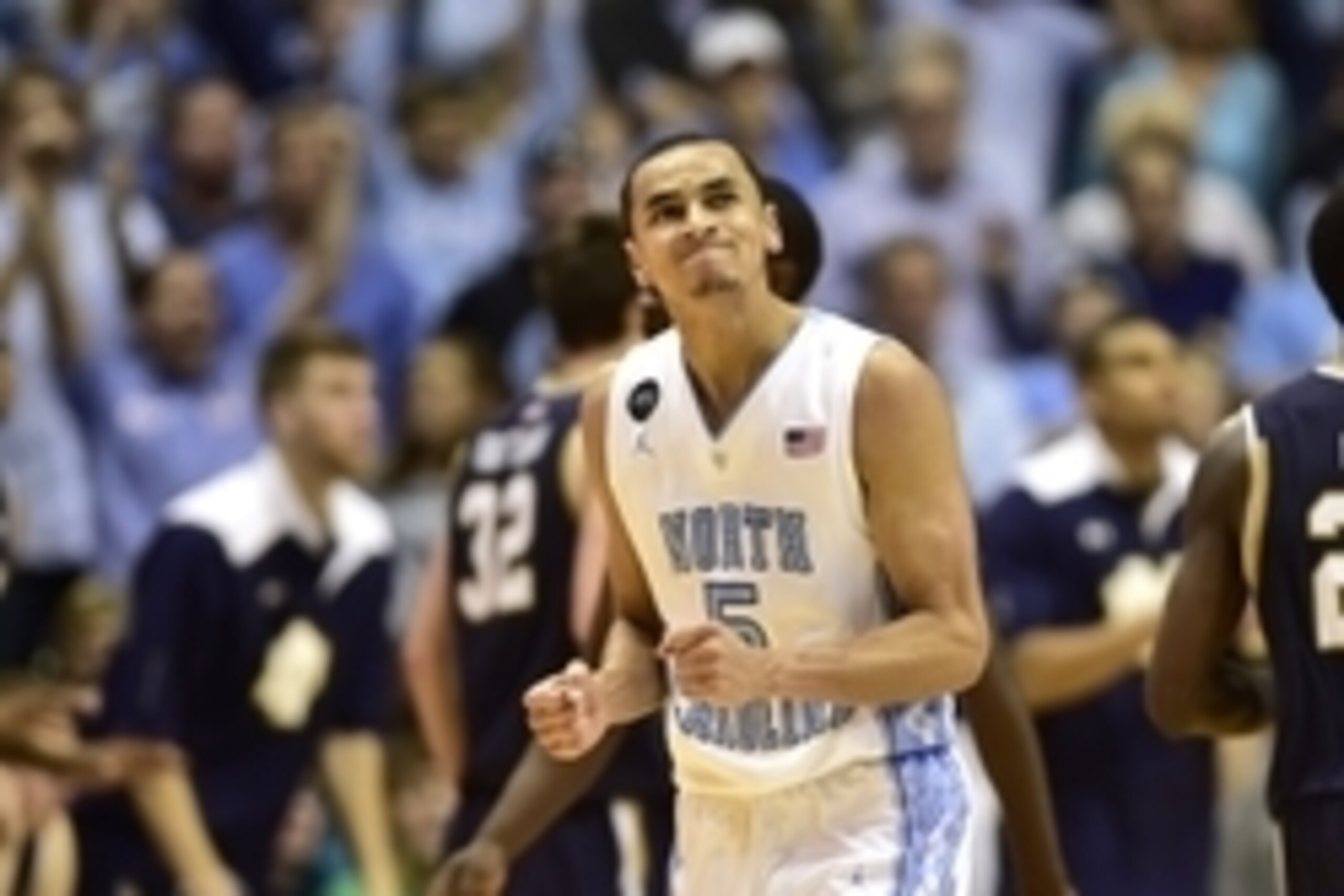 Jan 5, 2015; Chapel Hill, NC, USA; North Carolina Tar Heels guard Marcus Paige (5) reacts in the second half. The Fighting Irish defeated the Tar Heels 71-70 at Dean E. Smith Center. Mandatory Credit: Bob Donnan-USA TODAY Sports