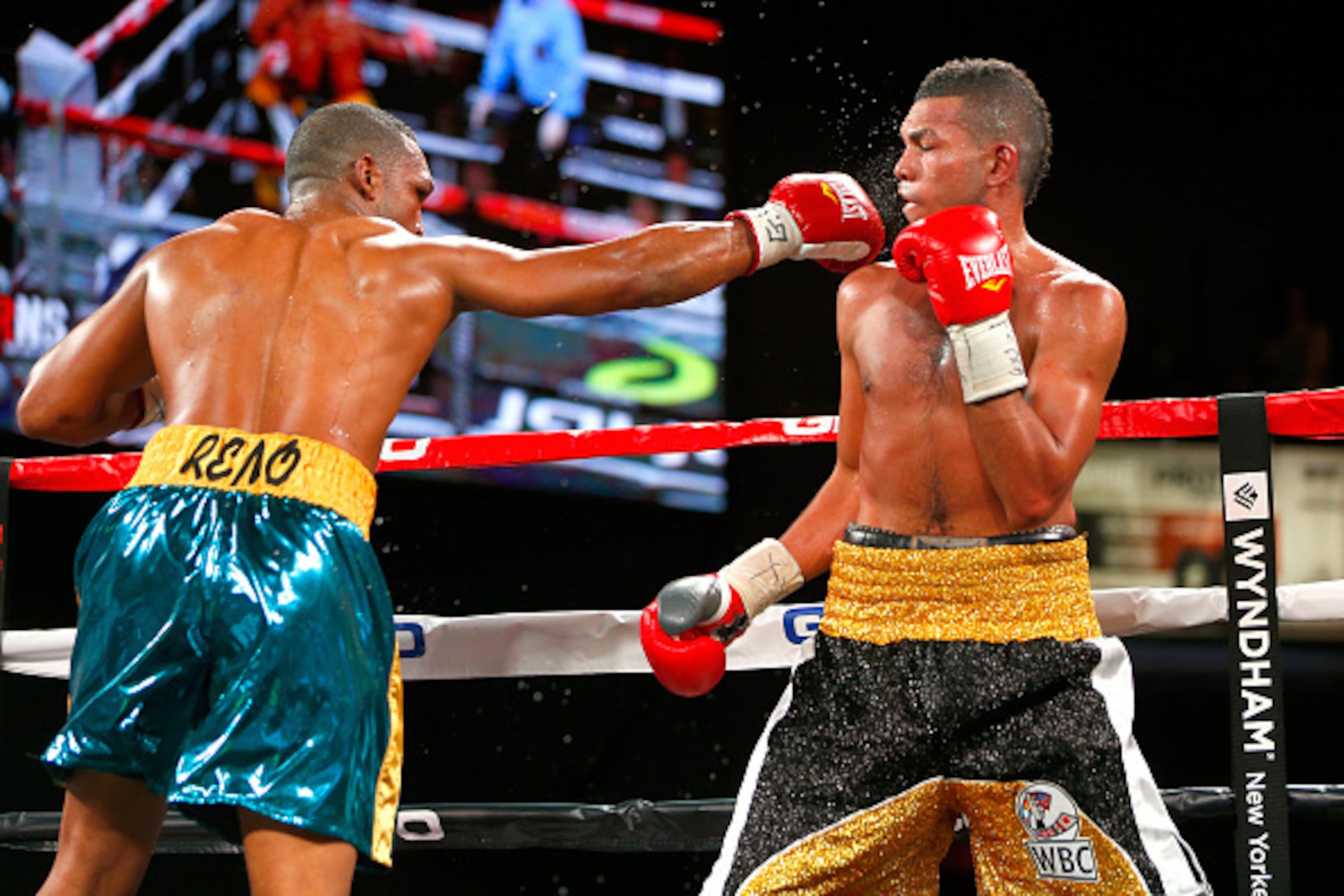 NEW YORK, NY - JANUARY 09:  Tureano Johnson (L) battles Alex Theran as Roc Nation Sports presents throne boxing January 9th event live on FOX Sports 1 from The Theater at Madison Square Garden on January 9, 2015 in New York City.  (Photo by Rich Schultz/G