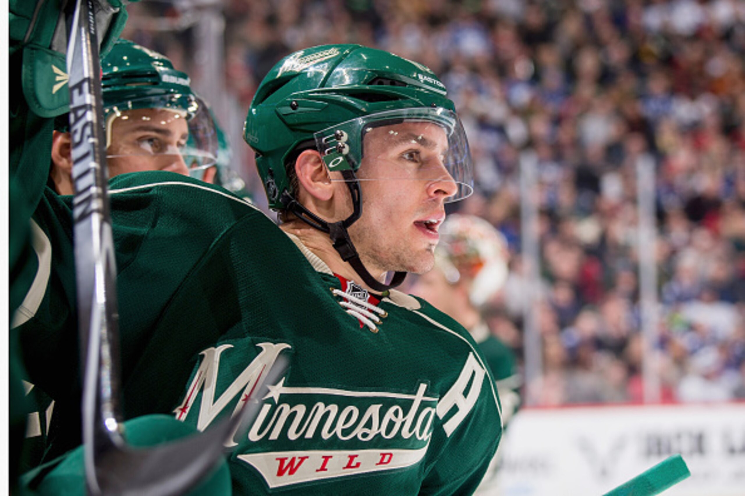 ST. PAUL, MN - JANUARY 2: Zach Parise #11 of the Minnesota Wild prepares for a line change during the game against the Toronto Maple Leafs on January 2, 2015 at the Xcel Energy Center in St. Paul, Minnesota. (Photo by Bruce Kluckhohn/NHLI via Getty Images
