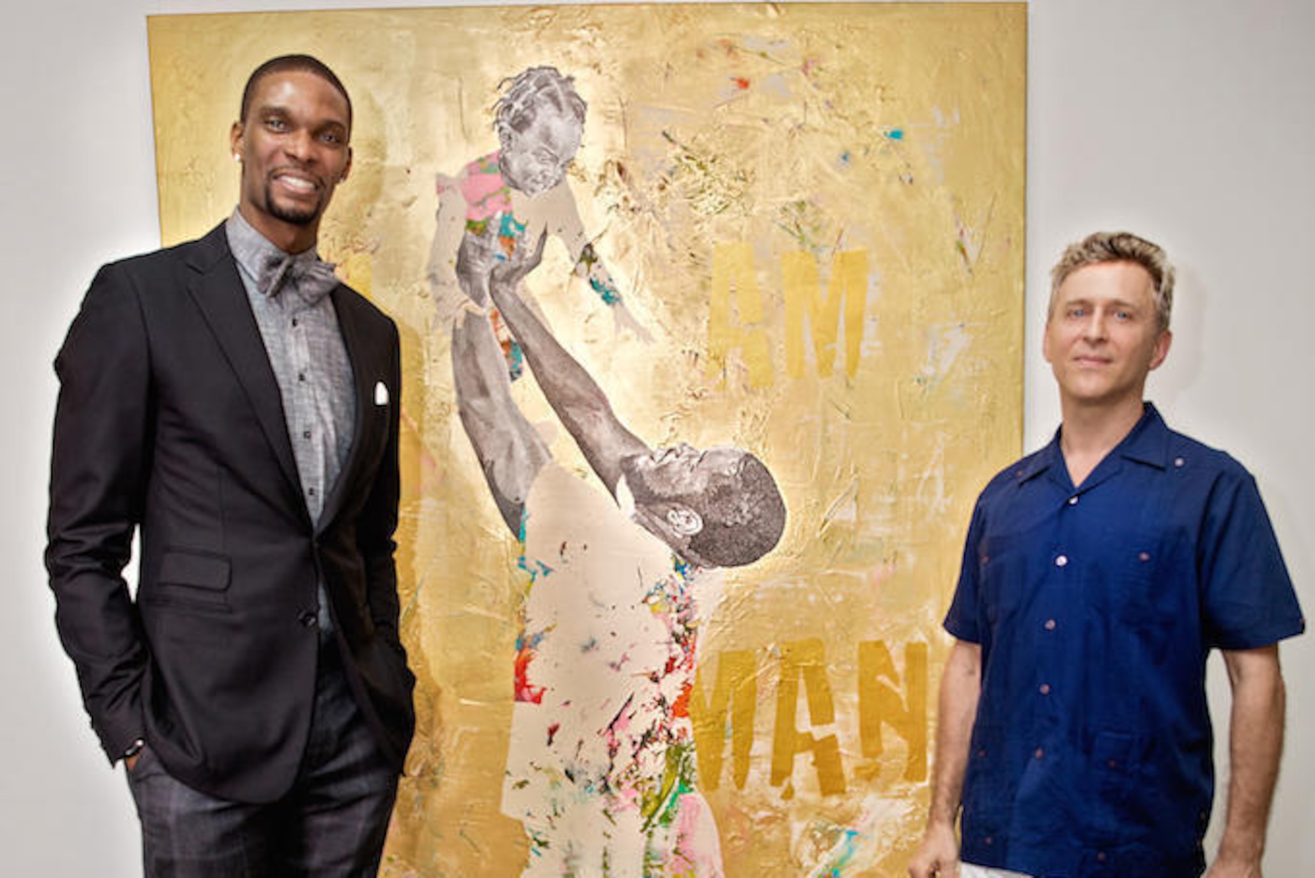 Chris Bosh and artist  Jerome Soimaud at the "I Am A Man" gallery.