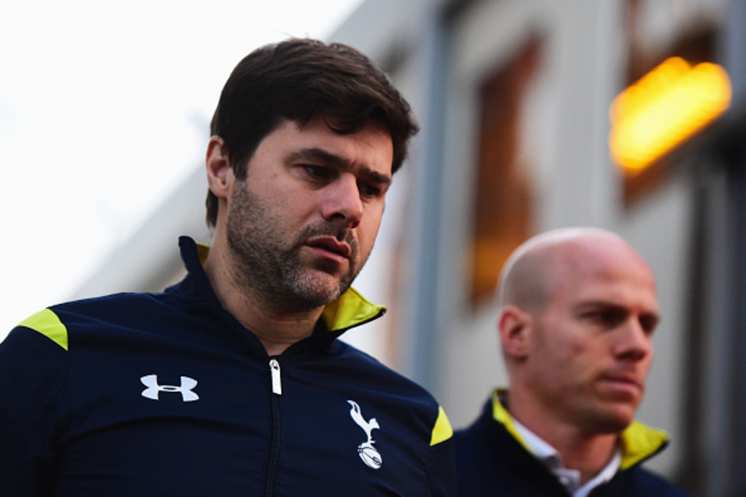 LONDON, ENGLAND - JANUARY 10:  Mauricio Pochettino manager of Spurs (L) arrives prior to the Barclays Premier League match between Crystal Palace and Tottenham Hotspur at Selhurst Park on January 10, 2015 in London, England.  (Photo by Jamie McDonald/Gett